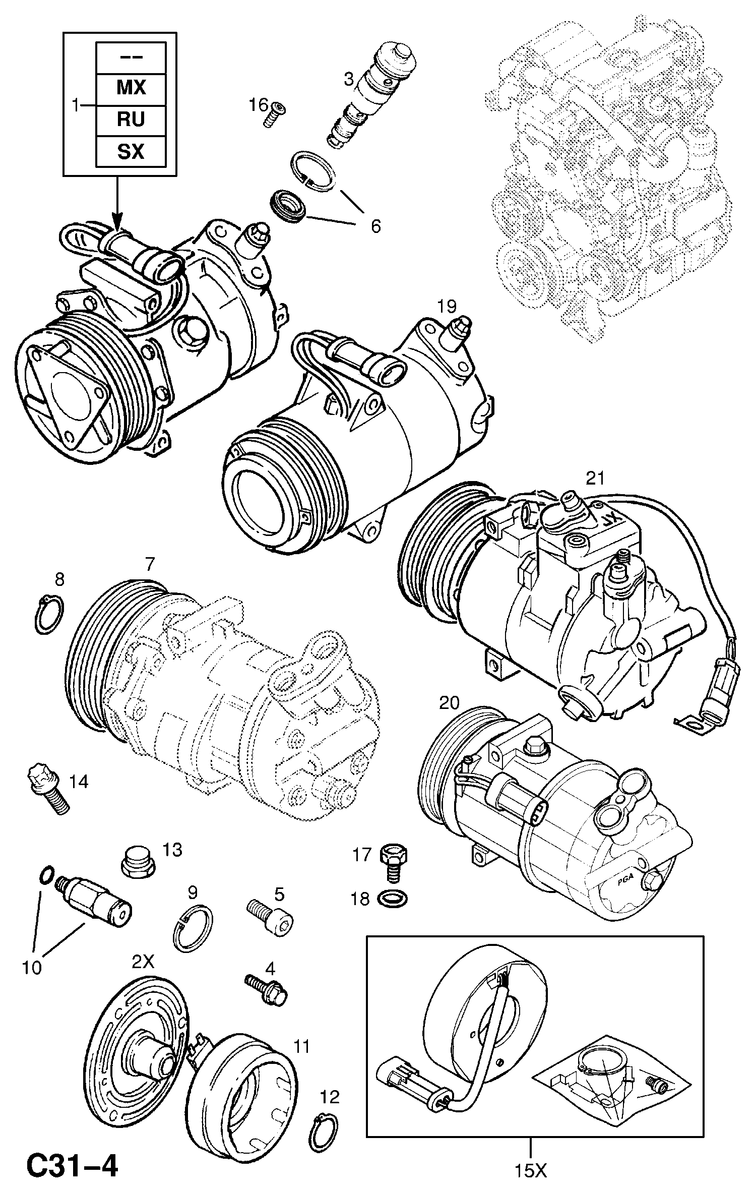 Opel 68 54 028 - Kompresör, klima sistemi parts5.com