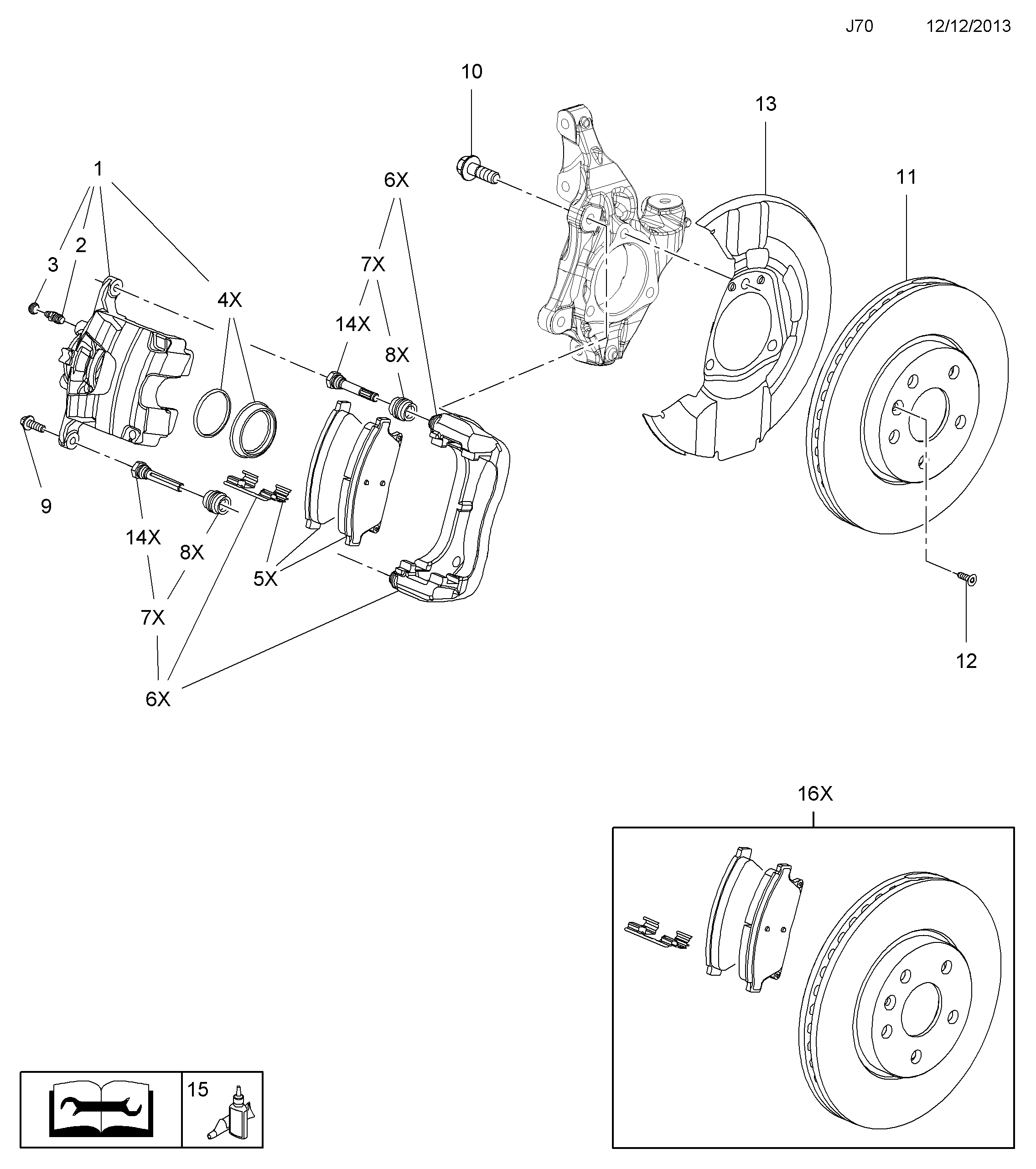 Chevrolet 1605178 - Sada brzdových destiček, kotoučová brzda parts5.com