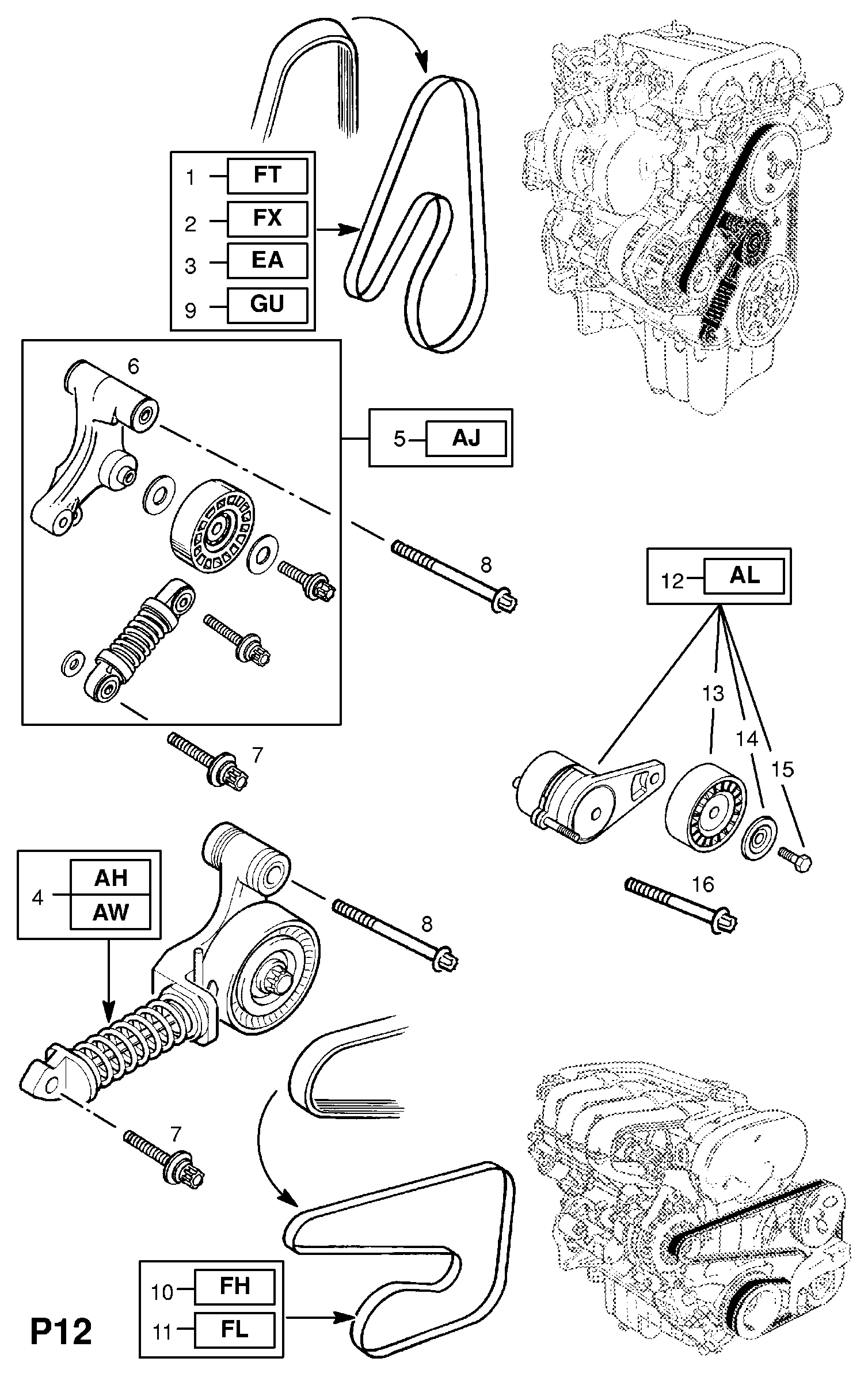 Opel 63 40 553 - Zatezač remena, klinasti rebrasti remen parts5.com