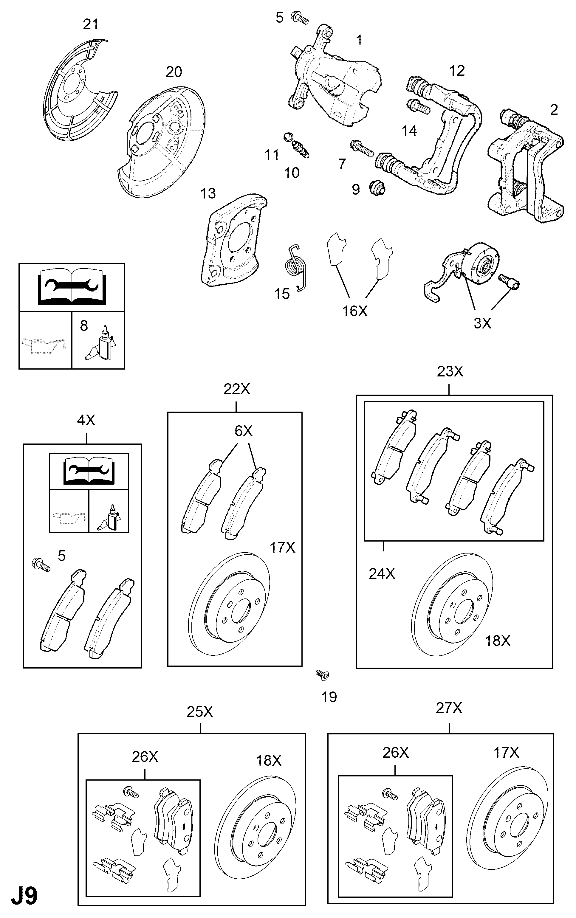 Opel 1605995 - Zestaw klocków hamulcowych, hamulce tarczowe parts5.com