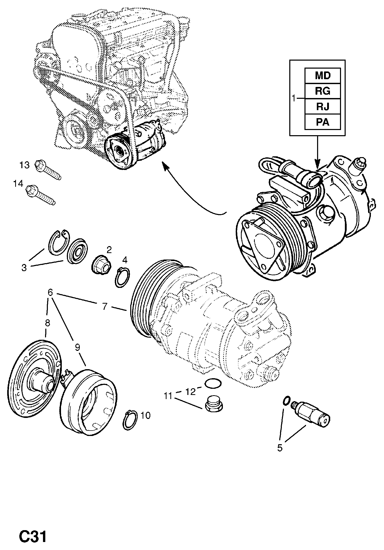 Vauxhall 18 54 122 - Kompresor, klima-uređaj parts5.com