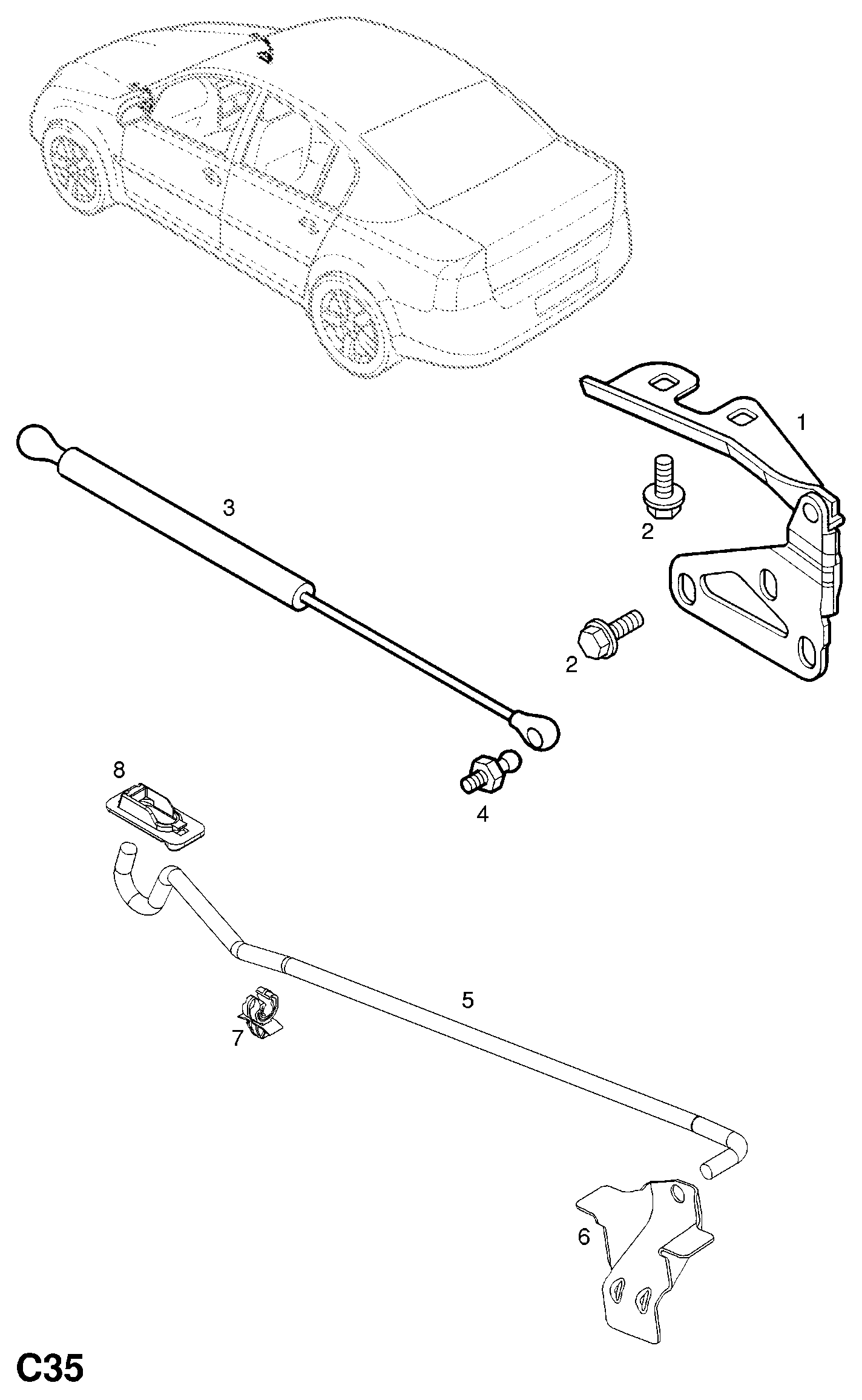 Opel 1178224 - Amortizor capota parts5.com