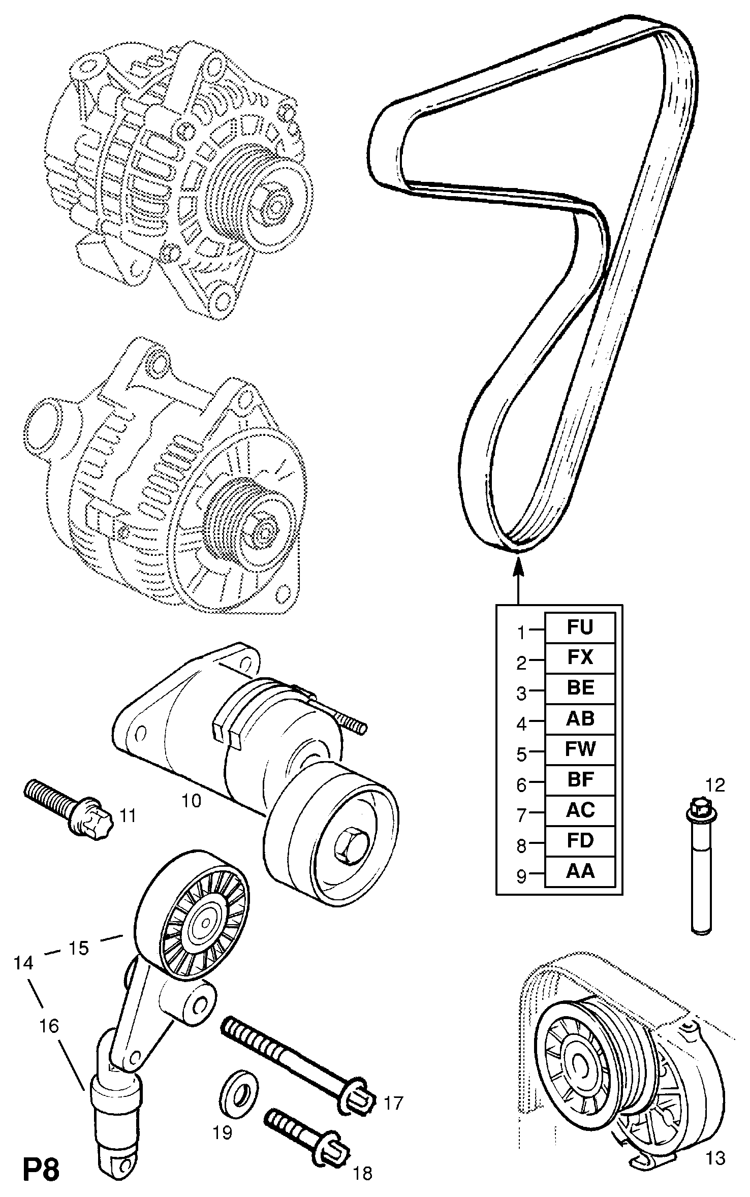 Opel 13 40 548 - Tensor de correa, correa poli V parts5.com