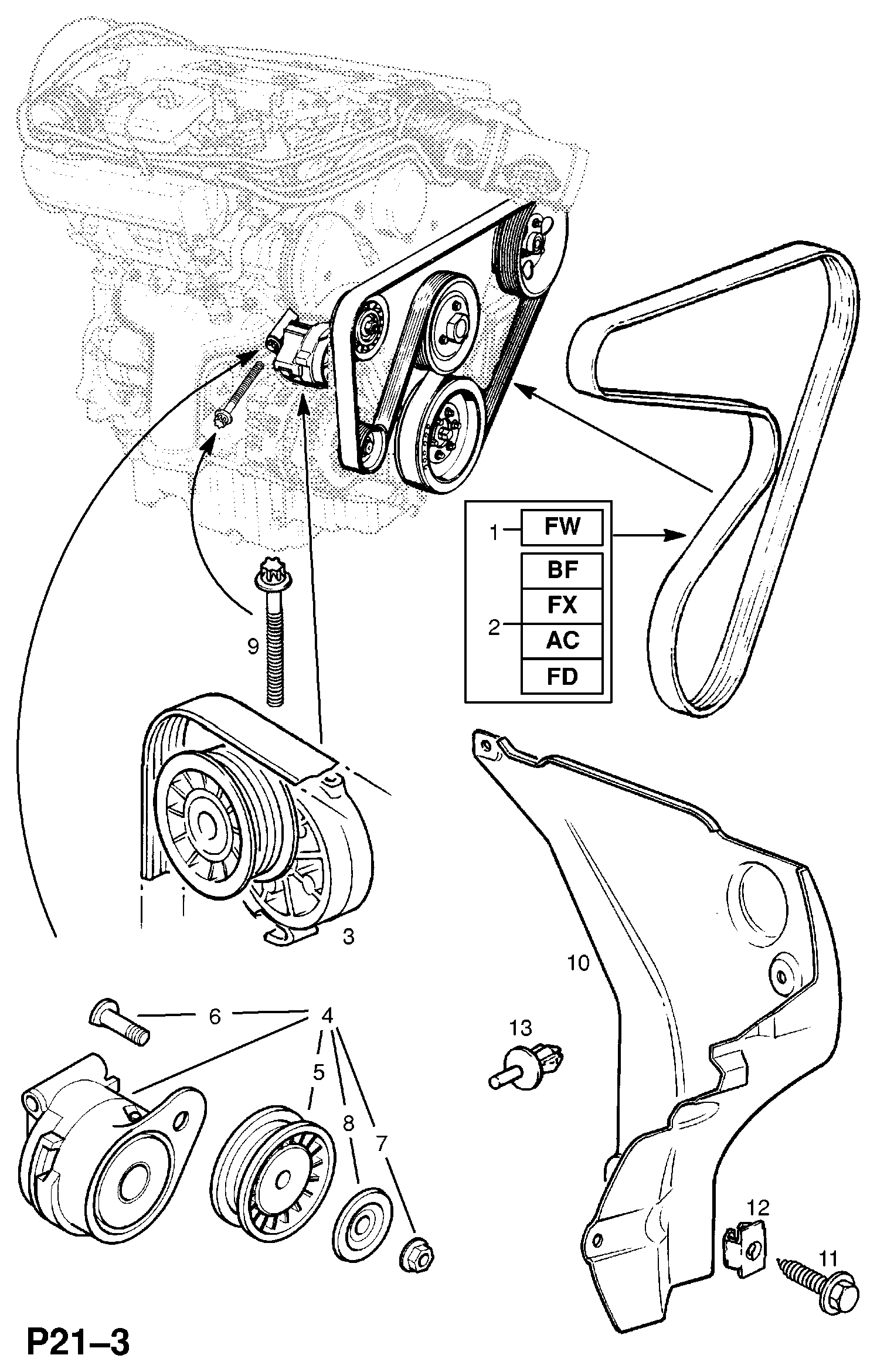 Opel 13 40 614 - Hosszbordás szíj parts5.com