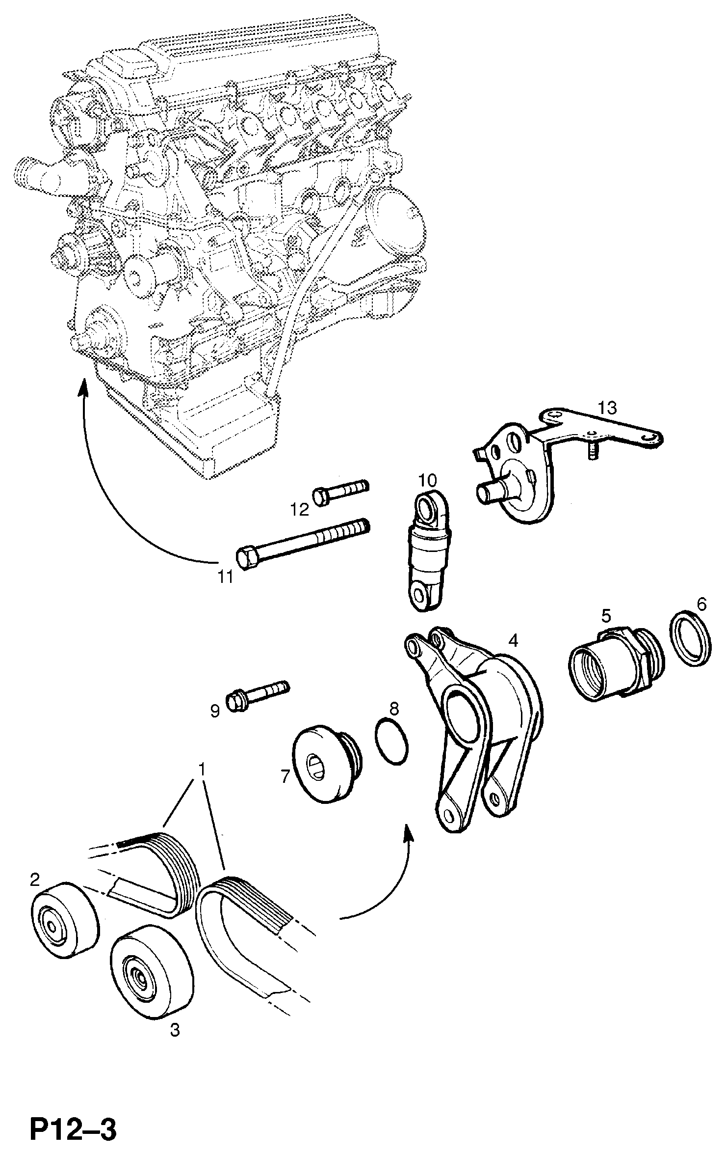 Opel 1340611 - Curea transmisie cu caneluri parts5.com