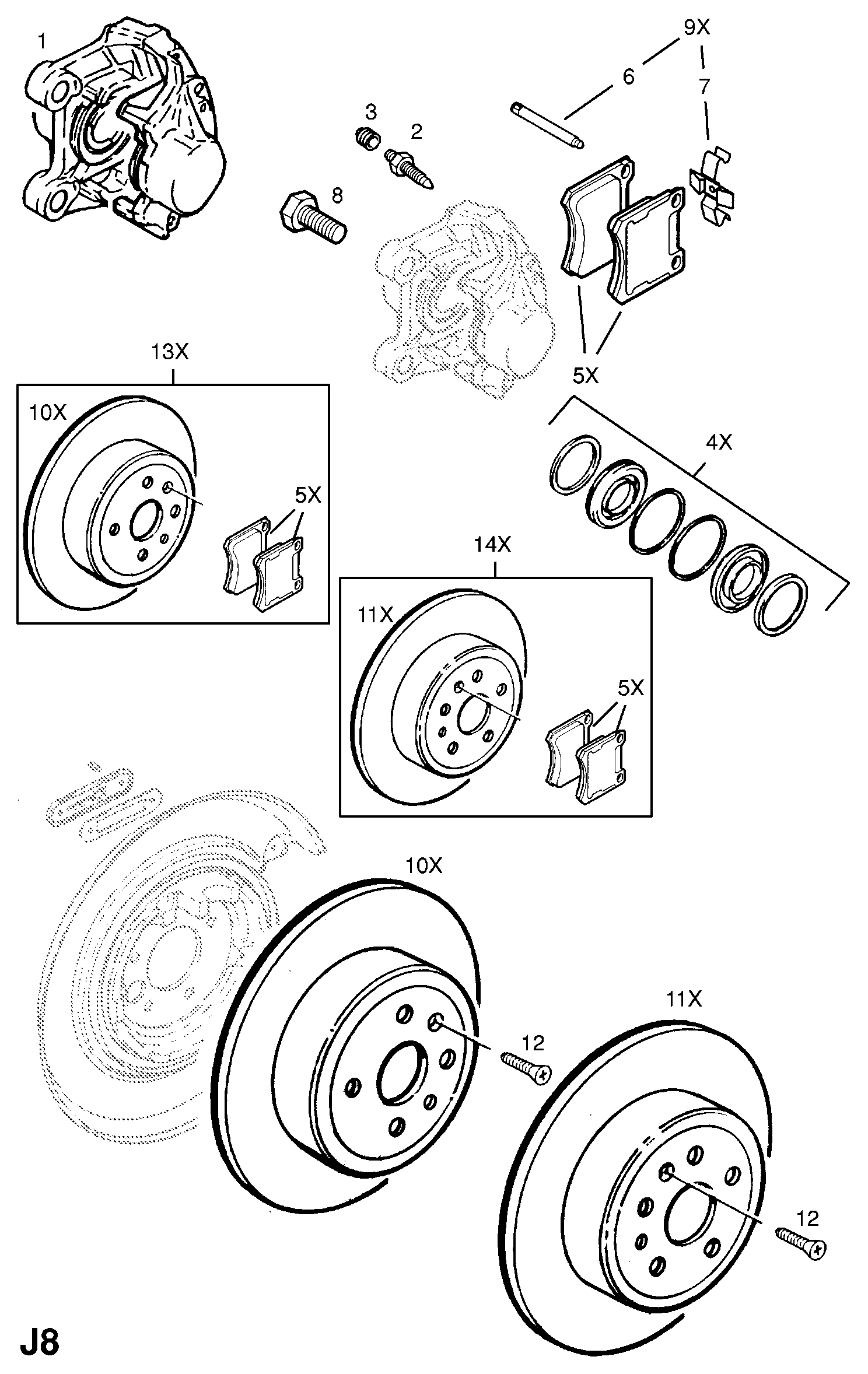 Opel 1605047 - Komplet kočnih obloga, disk kočnica parts5.com