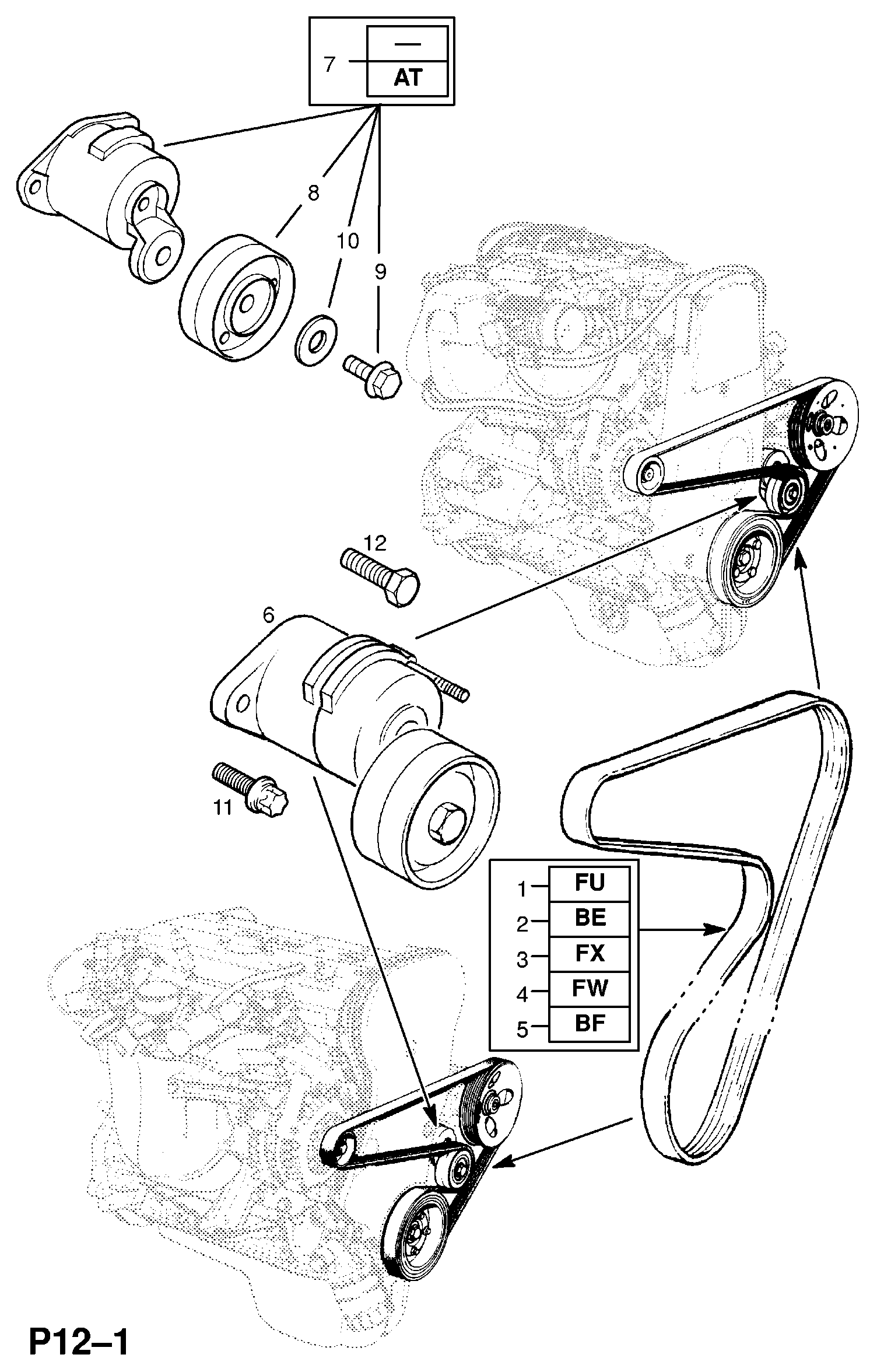 Vauxhall 6340532 - Szíjtárcsa / vezetőgörgő, hosszbordás szíj parts5.com