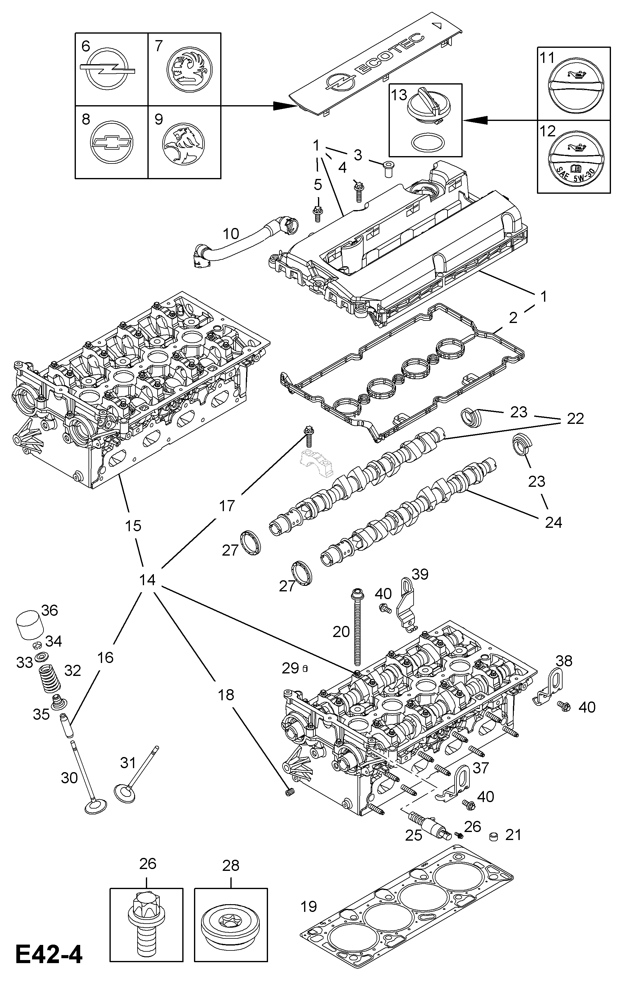 Vauxhall 5636972 - Τσιμούχα, εκκεντρ. άξονας parts5.com