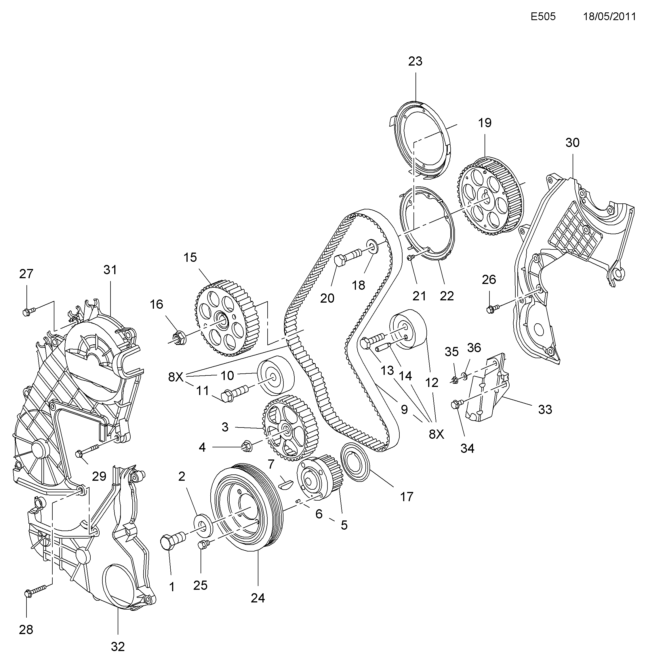 Opel 56 36 403 - Napínací kladka, ozubený řemen parts5.com