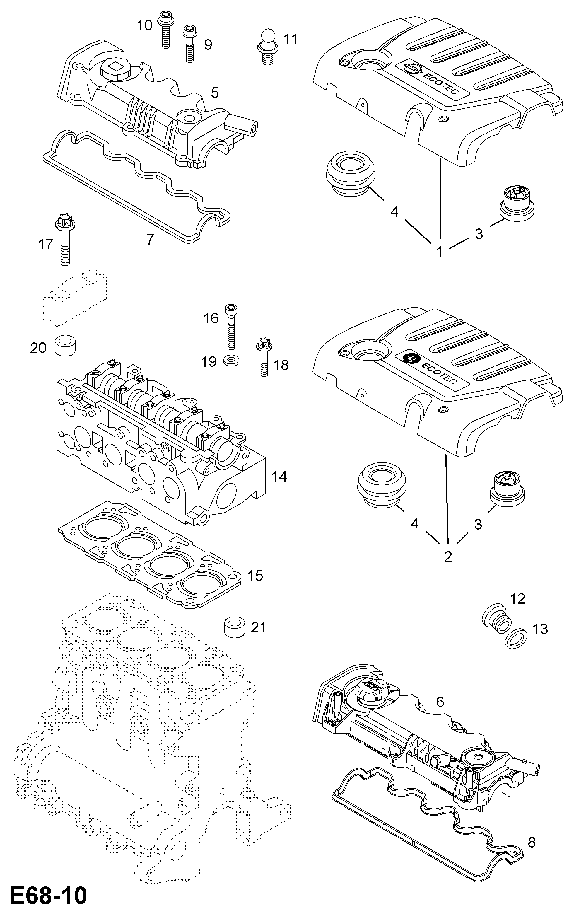 Opel 607754 - Juego de tornillos de culata parts5.com