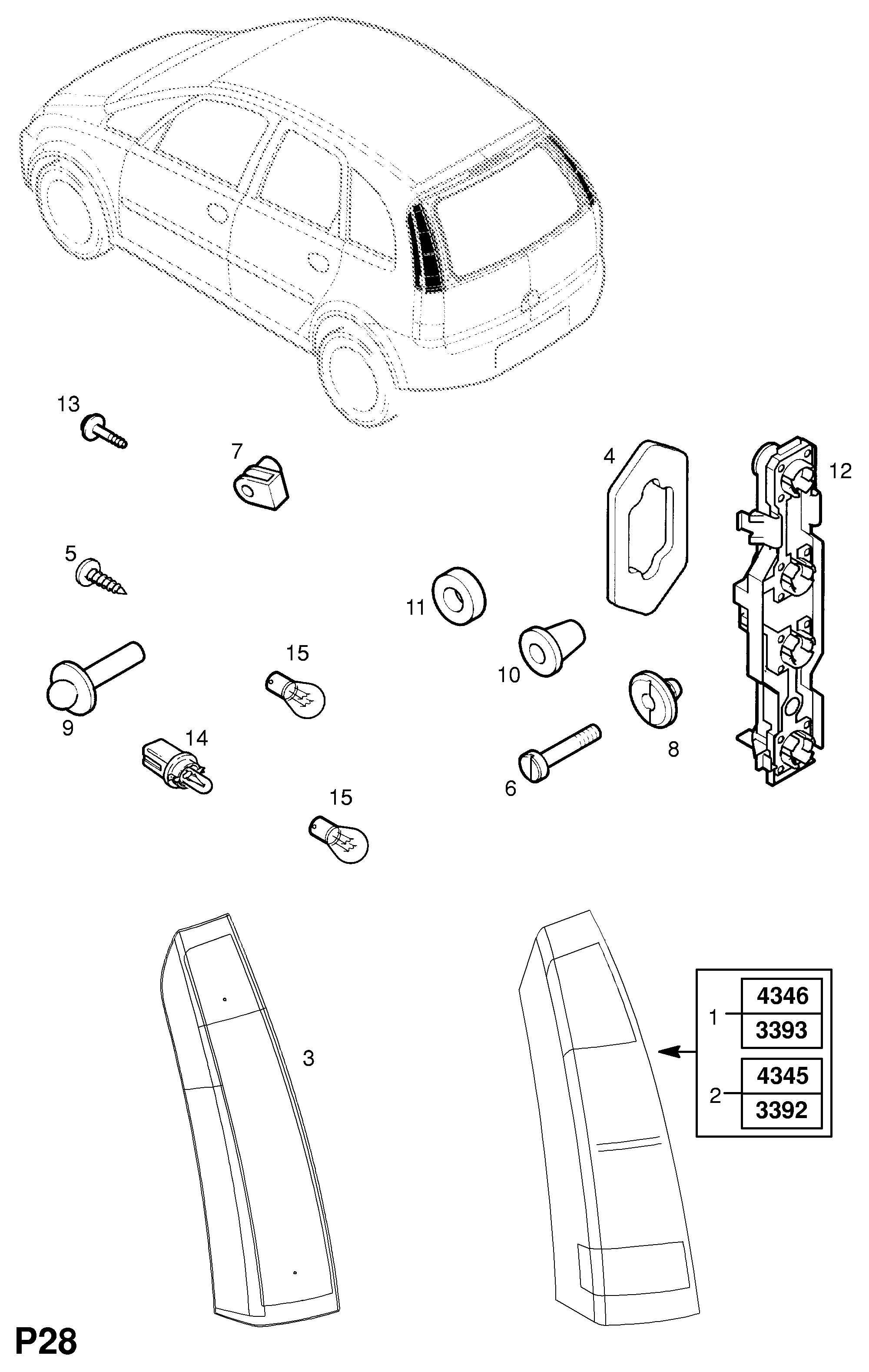 Vauxhall 20 98 103 - Zarnica, luc predala za rokavice parts5.com