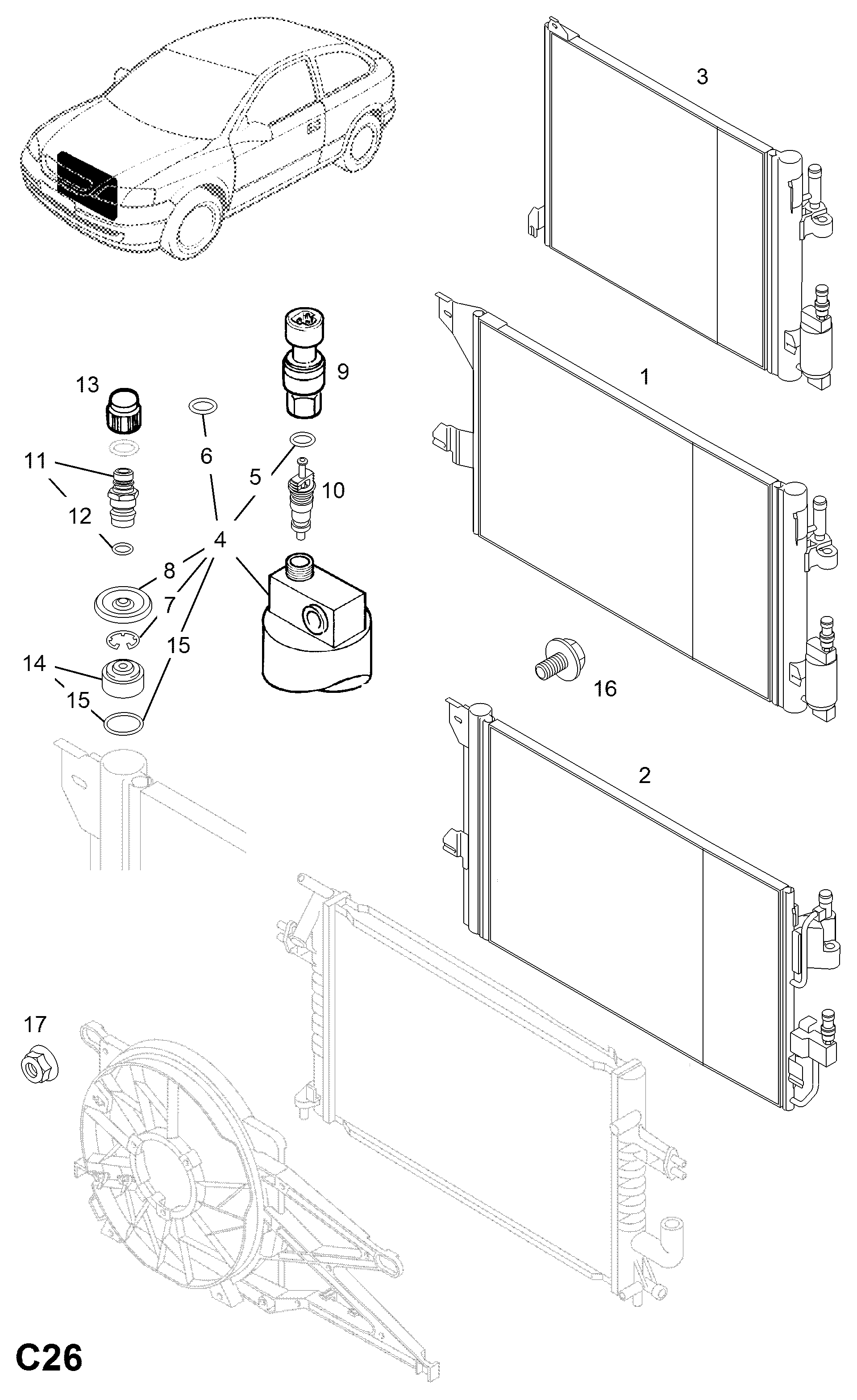 GMC 1850 073 - Condensador, aire acondicionado parts5.com