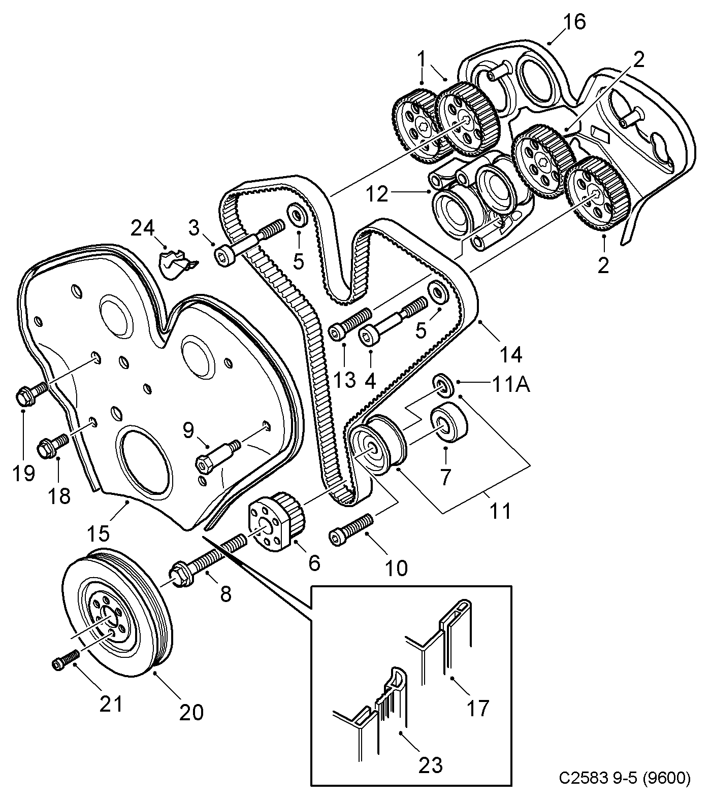 Cadillac 90543739 - Комплект ангренажен ремък parts5.com