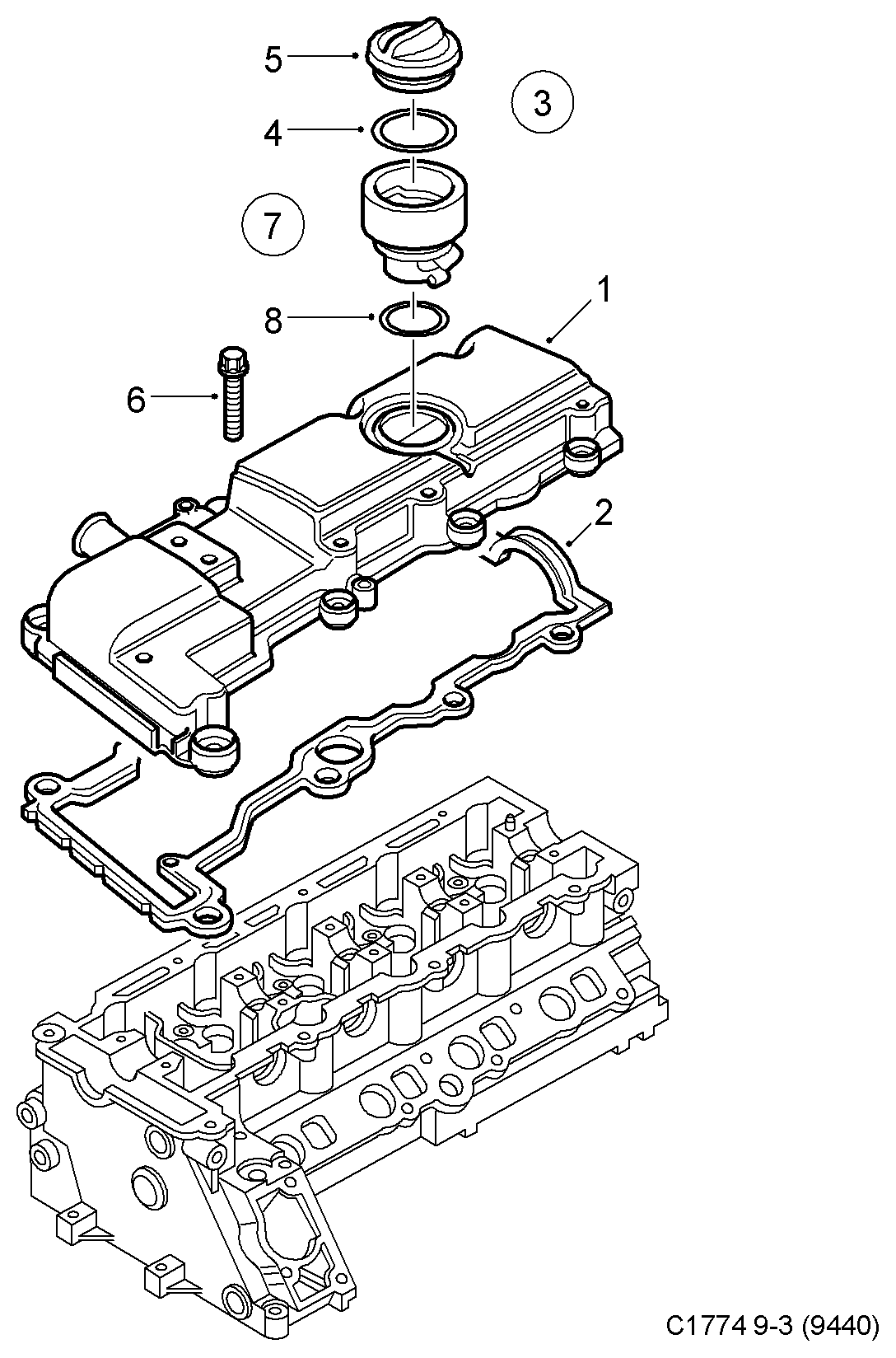 SAAB 90 571 911 - Junta, tapa de culata de cilindro parts5.com