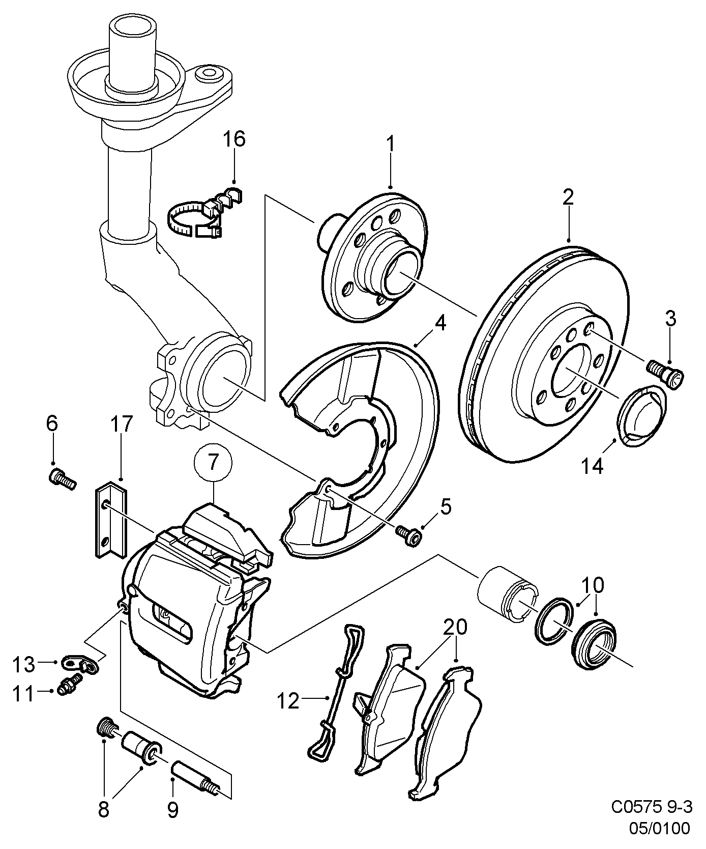 SAAB 4244422 - Aksesuar seti, diskli fren balatası parts5.com