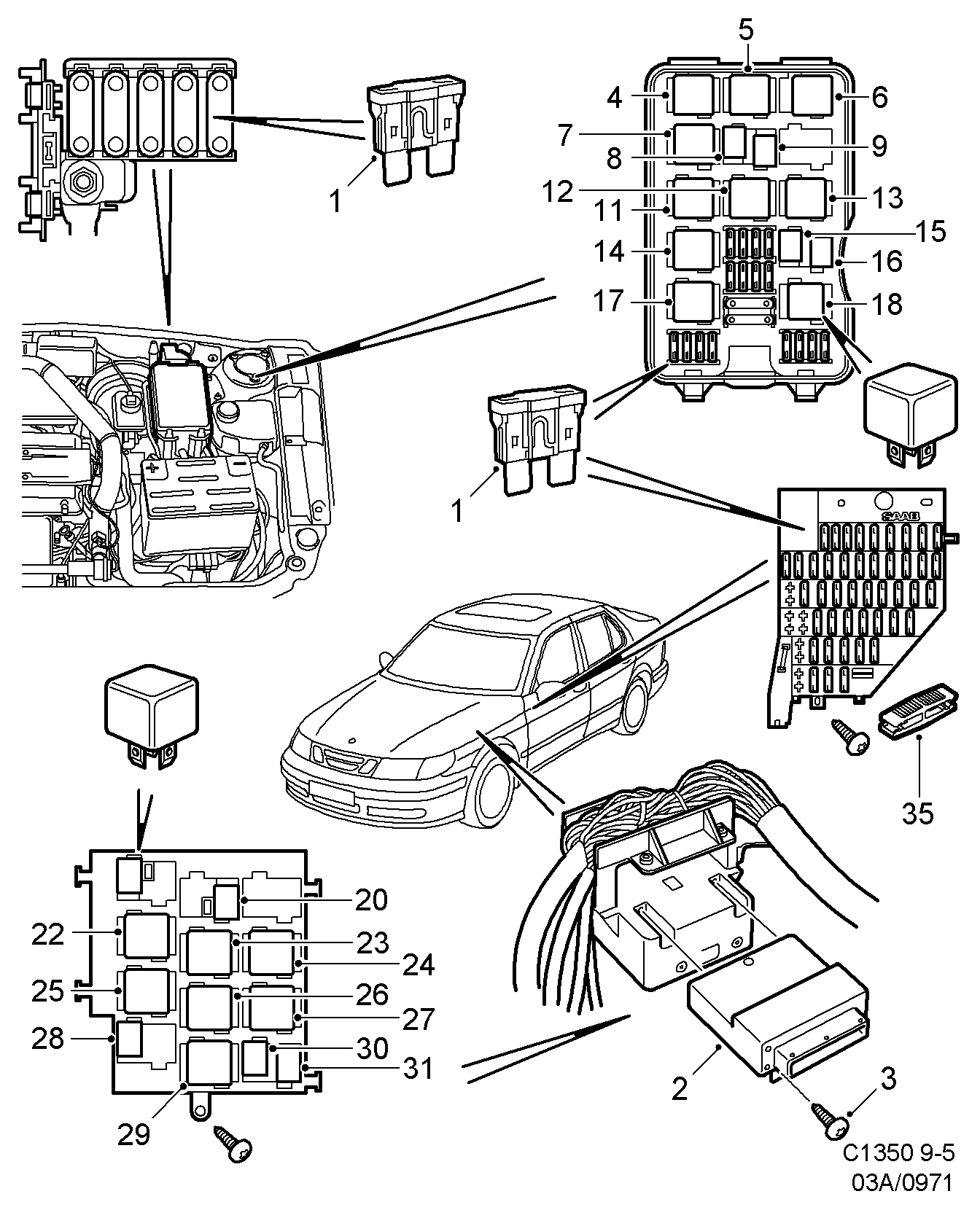 SAAB 85 33 176 - Relé, munkaáram parts5.com