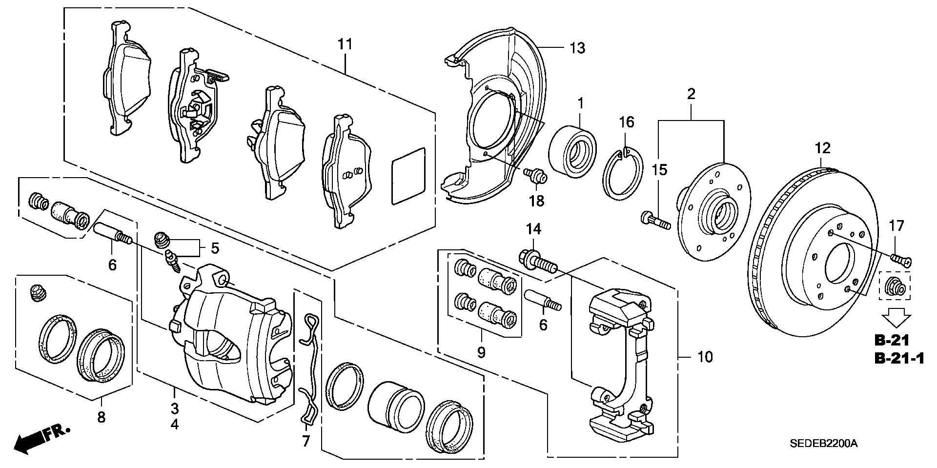 Honda 45007-SEA-E01 - Guide Sleeve Kit, brake caliper parts5.com