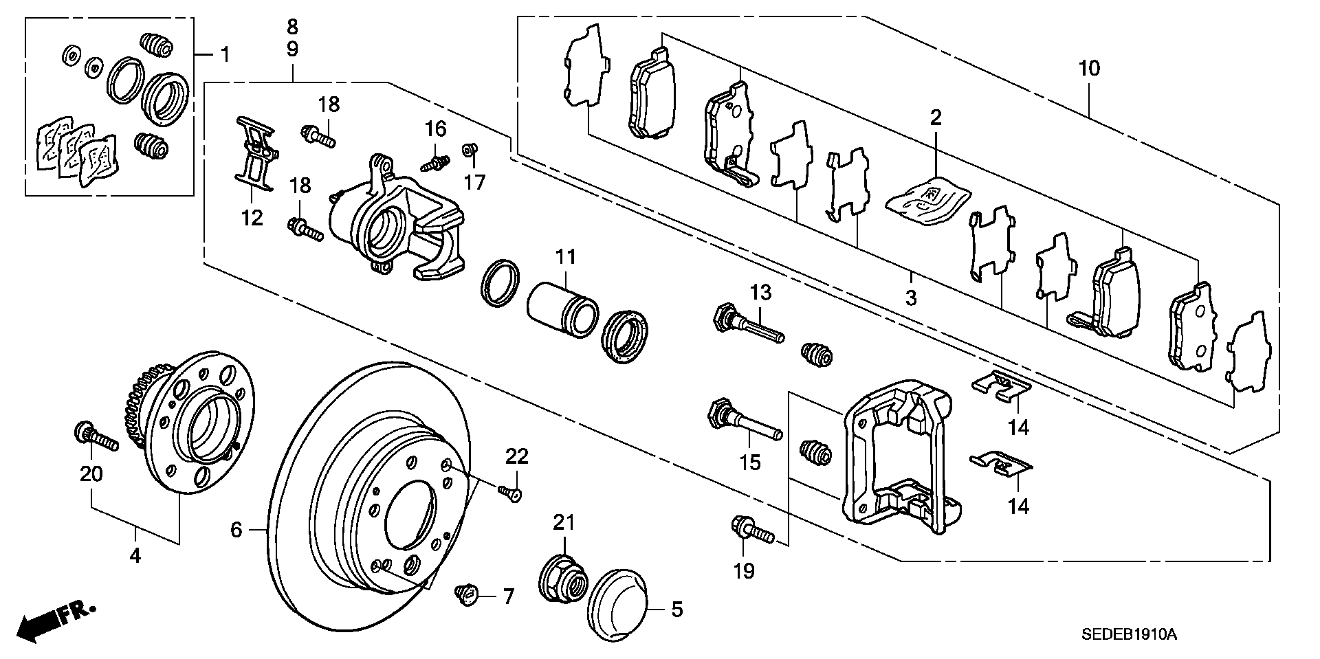 Honda 43022SEDE60 - Zestaw klocków hamulcowych, hamulce tarczowe parts5.com