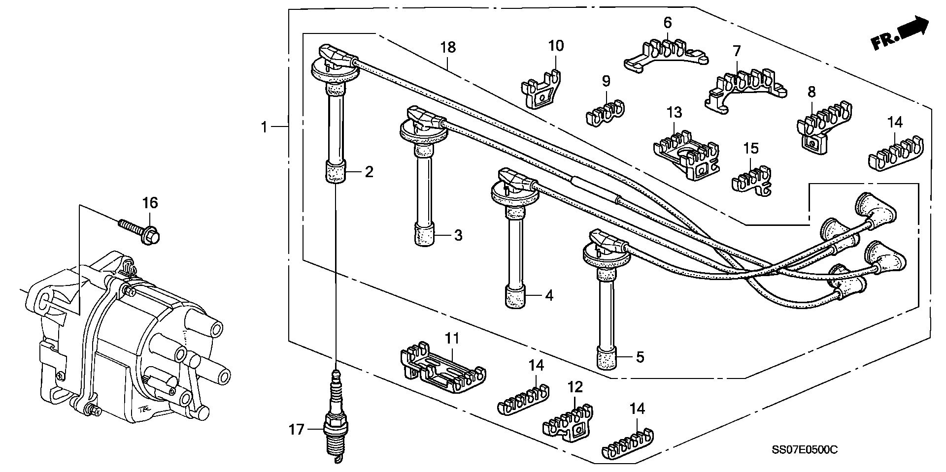 Honda 32701-PT0-000 - Sada zapaľovacích káblov parts5.com