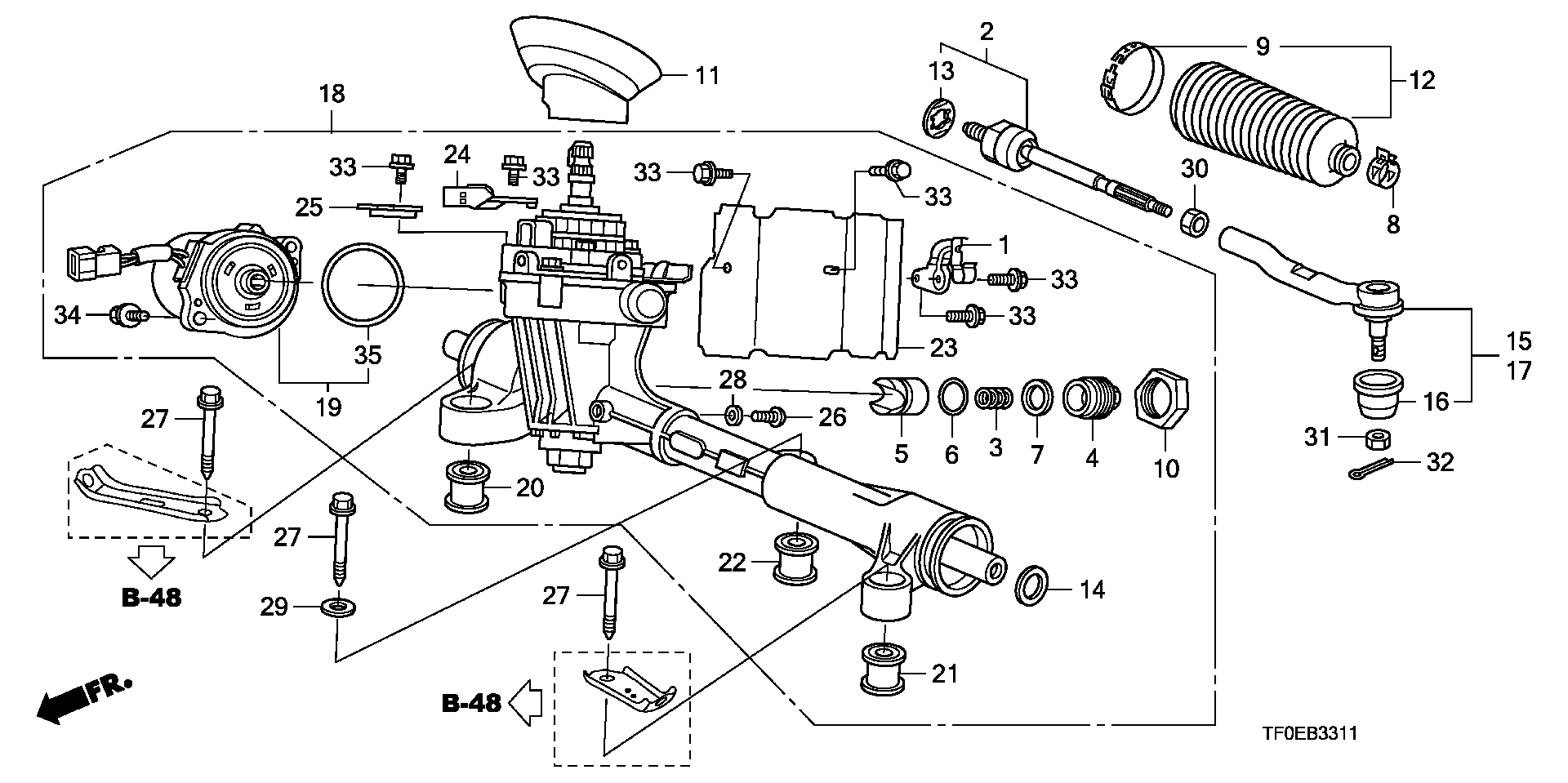 HONDA (GAC) 53010TF0003 - Inner Tie Rod, Axle Joint parts5.com