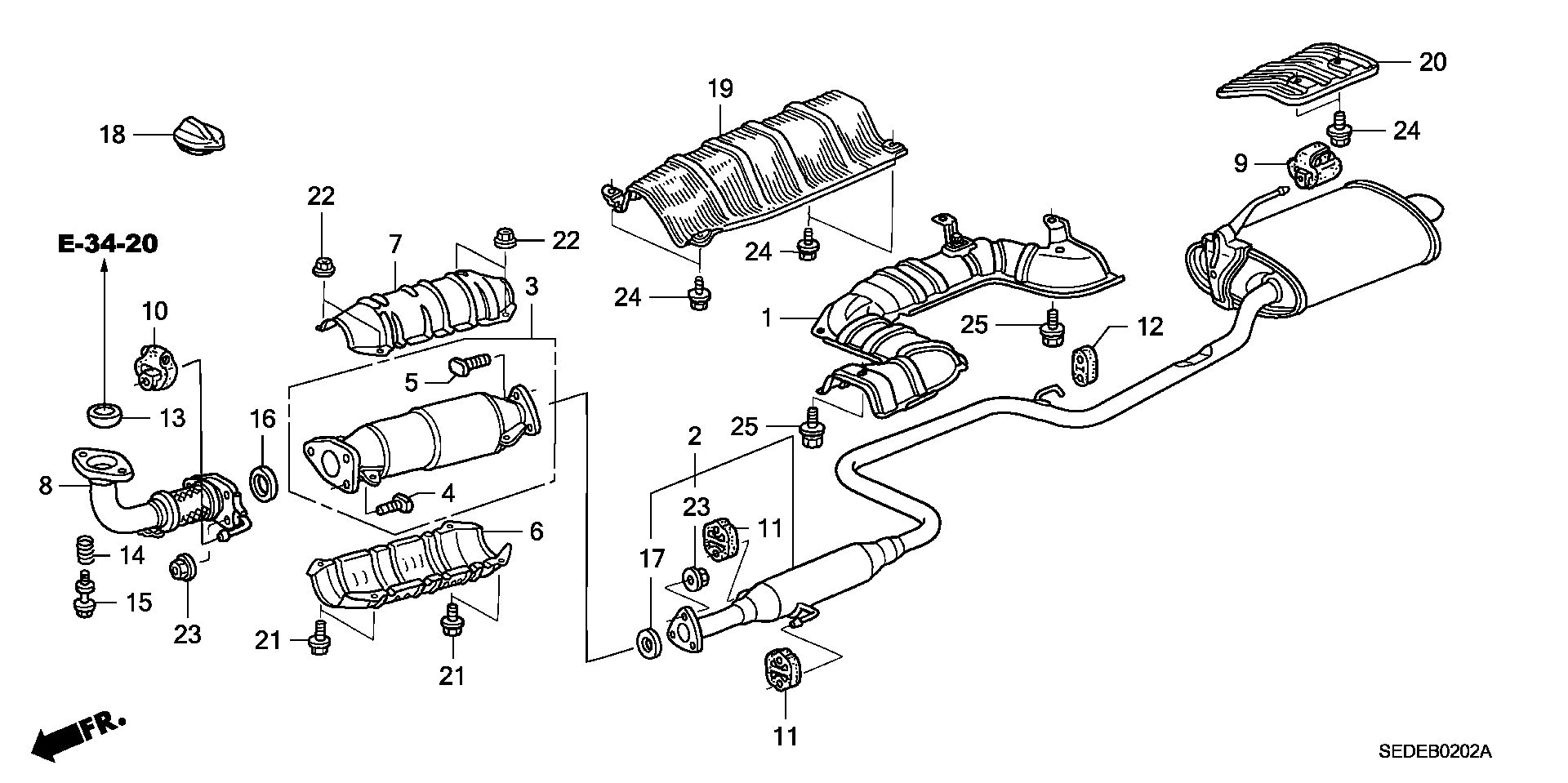 Honda 18160RBDE00 - Catalizador parts5.com