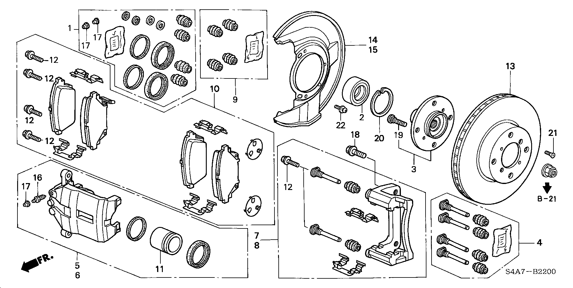 Honda 45022-S1A-E63 - Brake Pad Set, disc brake parts5.com