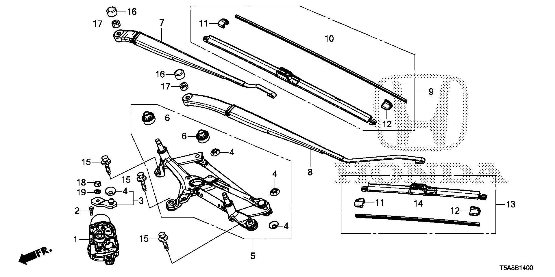 Honda 76630-T5A-J02 - BLADE, WINDSHIELD WIPER (350MM) (PASSENGER SIDE) parts5.com