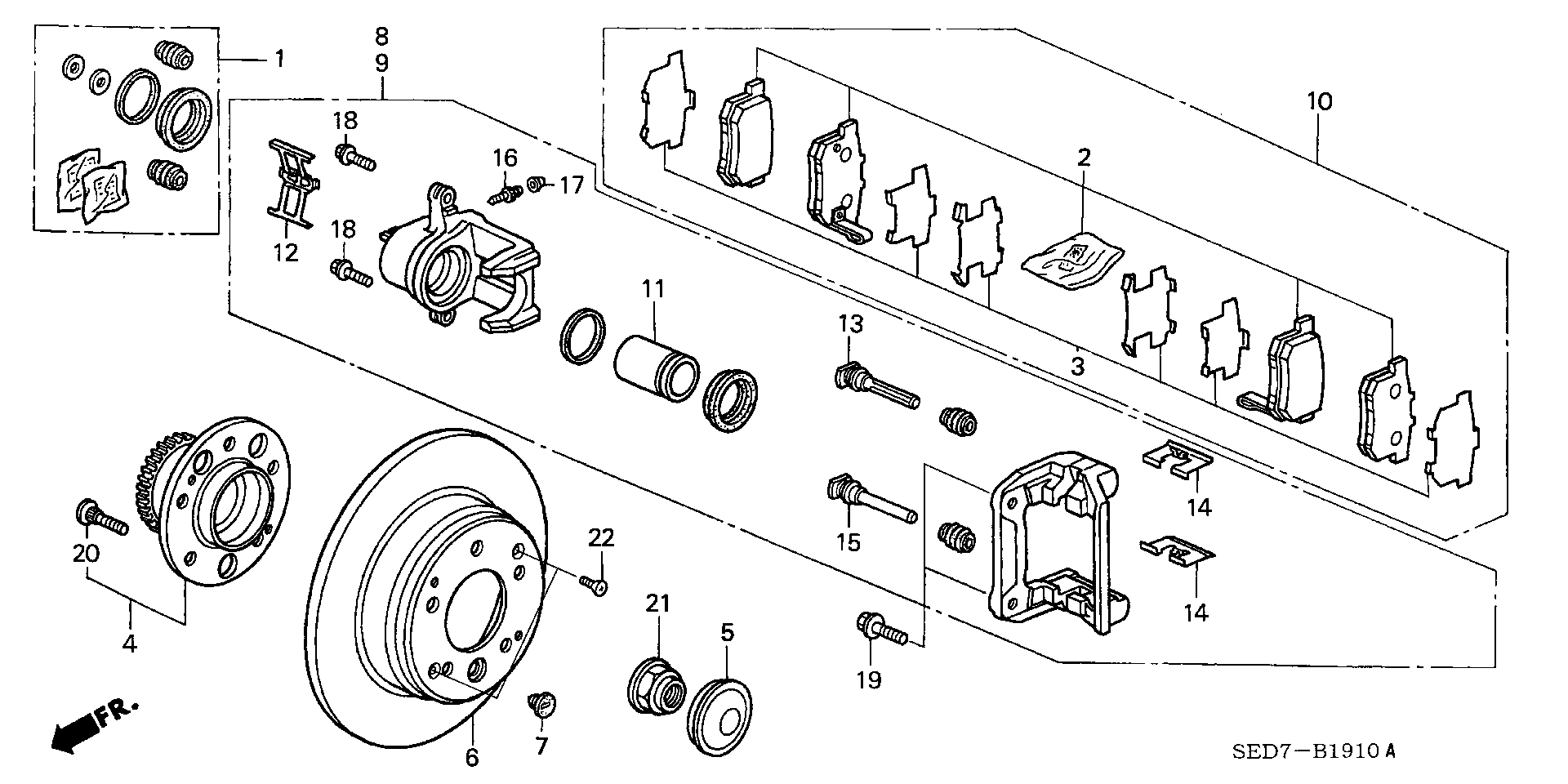 Honda 43022SEDE50 - Комплект спирачно феродо, дискови спирачки parts5.com