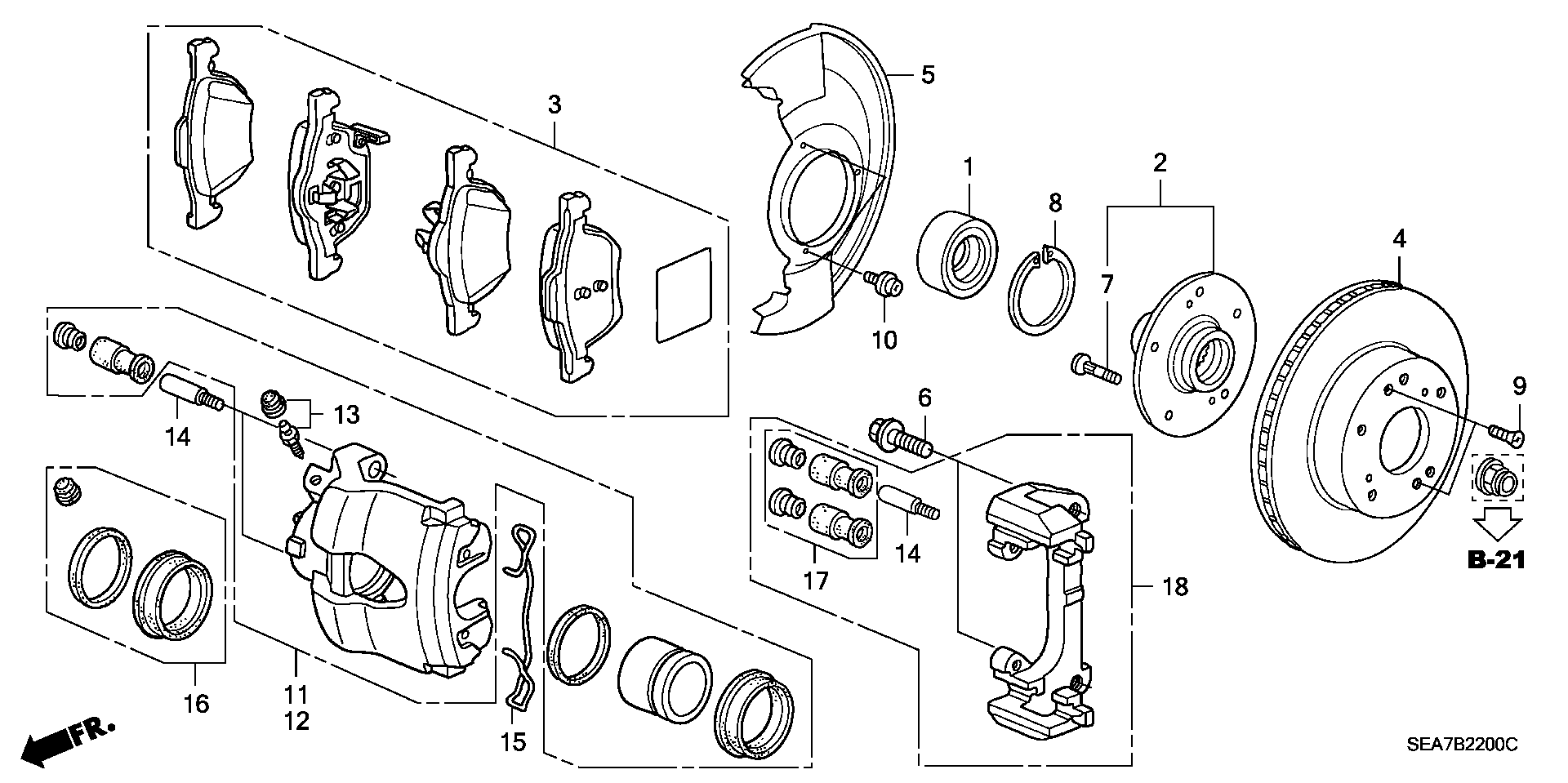 Honda 45004-SEA-E01 - Vodeći zavrtanj, kočione čeljusti parts5.com