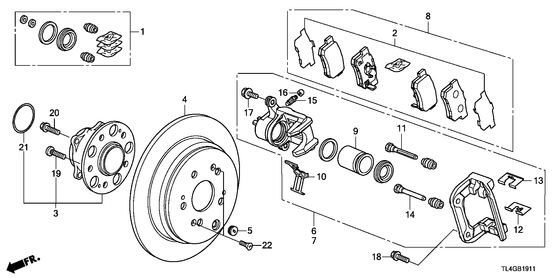 Honda 43022TL0G52 - Fékbetétkészlet, tárcsafék parts5.com