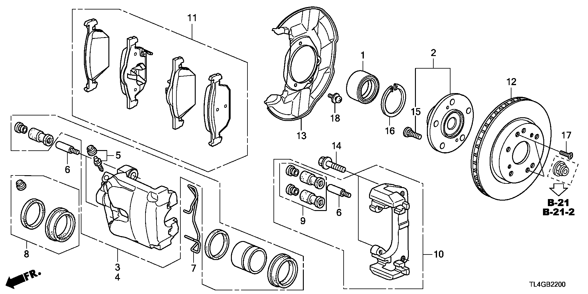 Honda 45006-SEA-E01 - Set za popravku, kočione čeljusti parts5.com