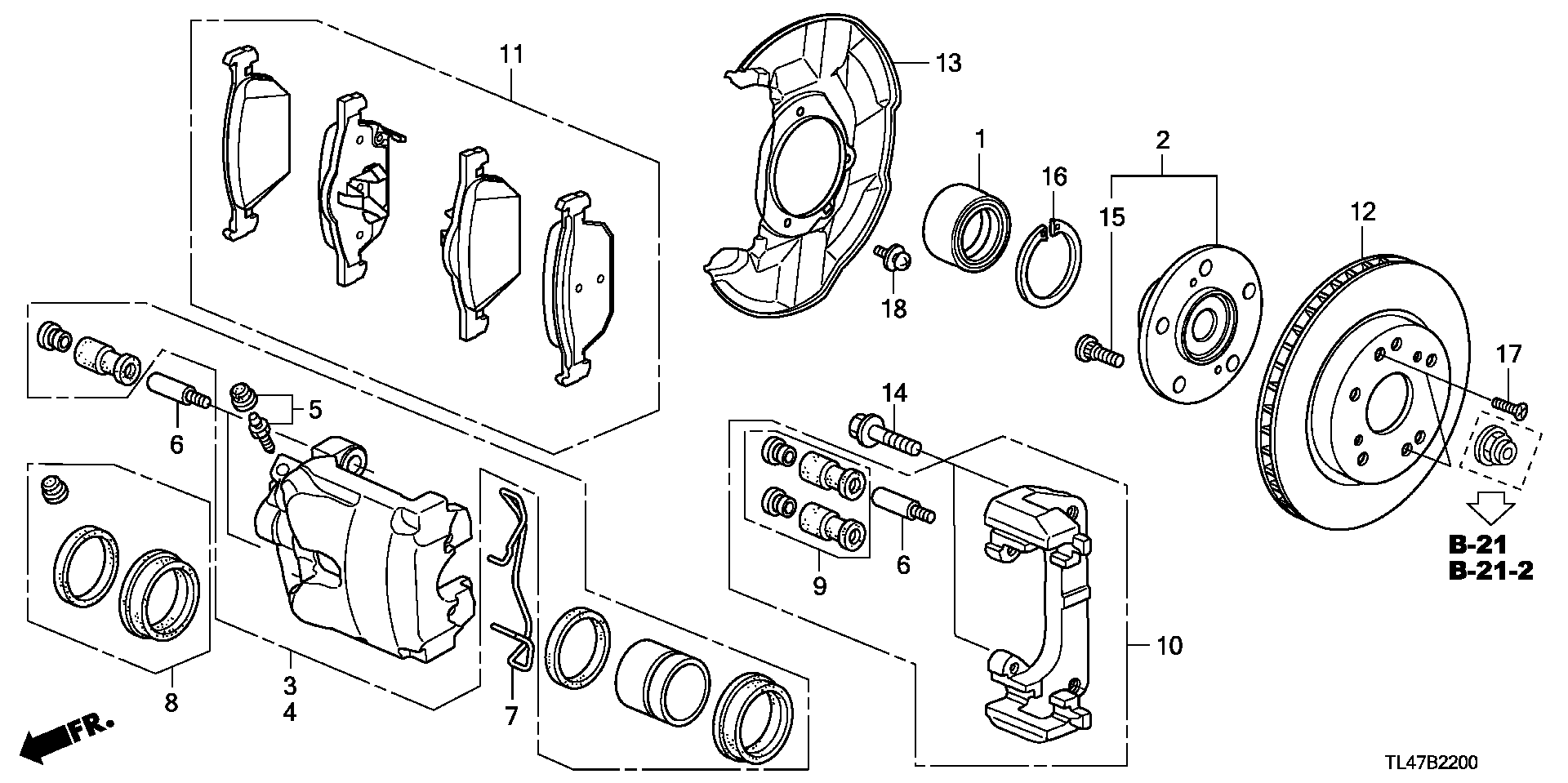 Honda 45005TL1G01 - Zubehörsatz, Scheibenbremsbelag parts5.com