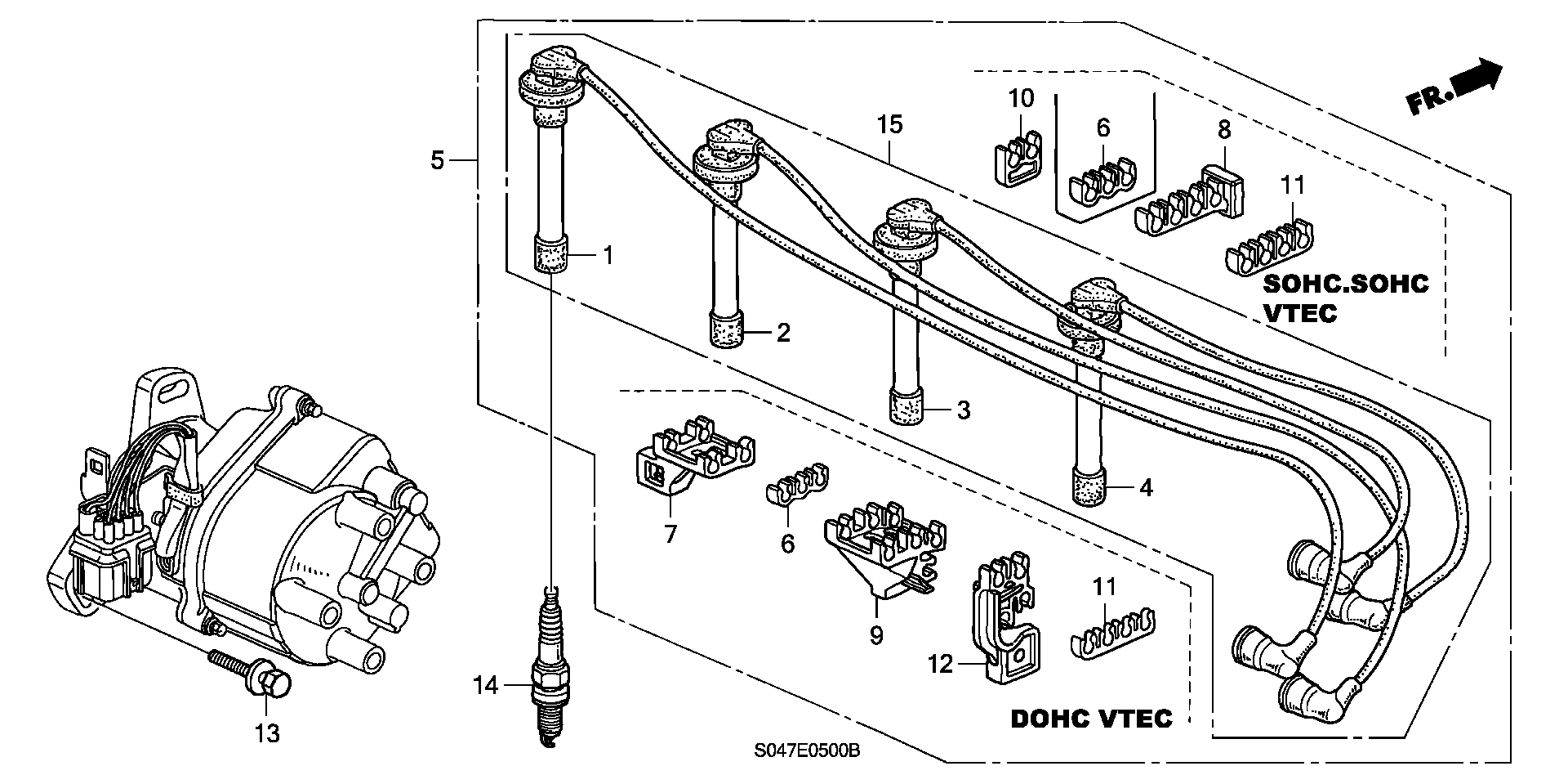 Honda 32722-P2A-000 - Sada zapaľovacích káblov parts5.com