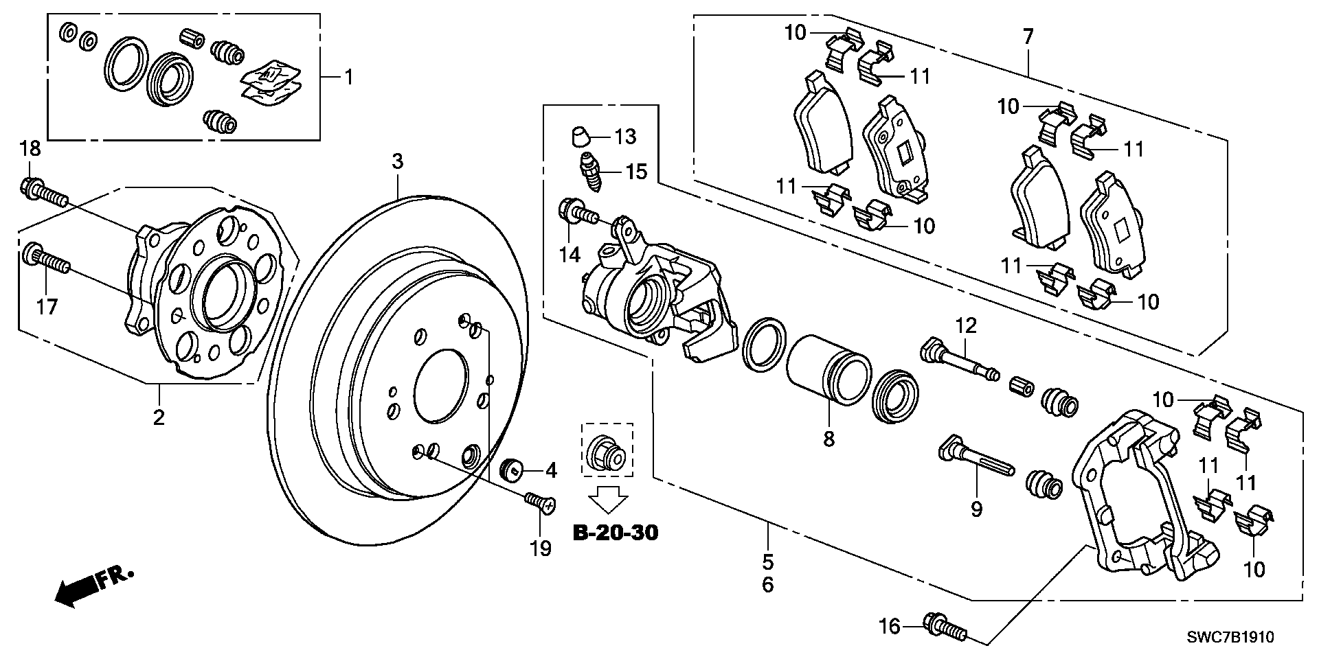 Honda 43237SWWG01 - Komplet pribora, obloga disk kočnica parts5.com