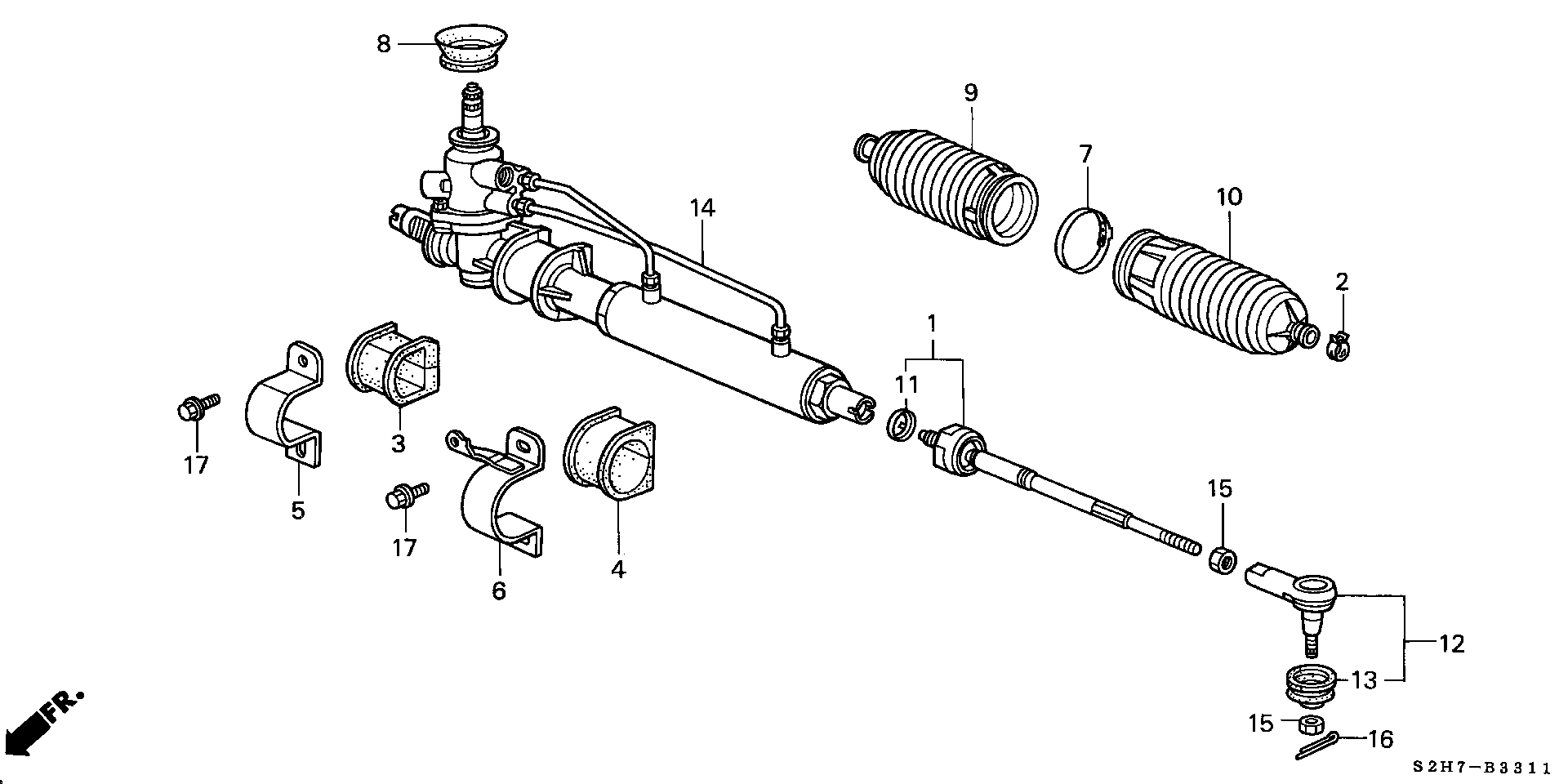 Honda 53535-S2H-J01 - Ansamblu burduf, directie parts5.com