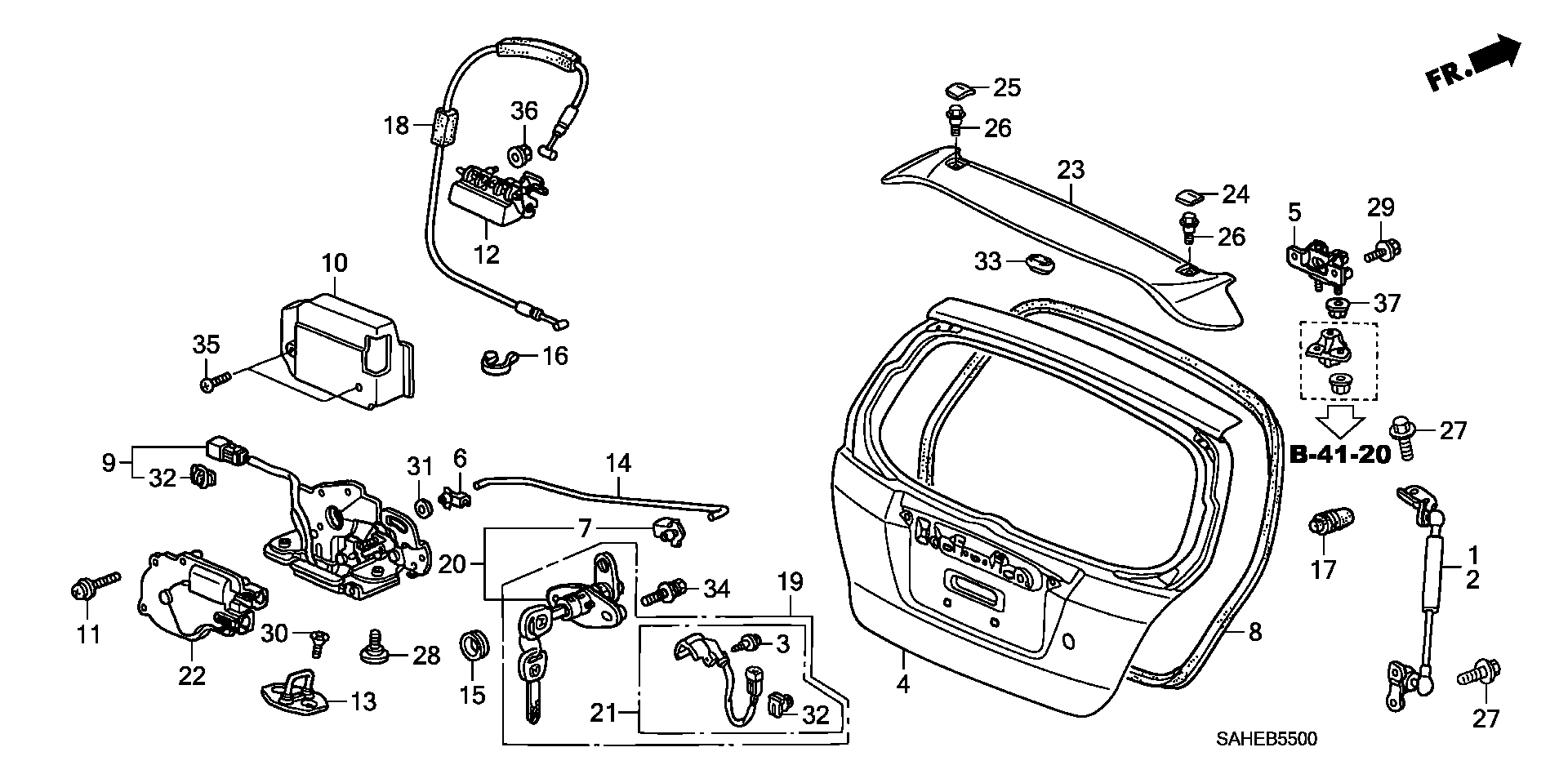 Honda 04741-SAA-010 - Kaasujousi, tavaratila parts5.com