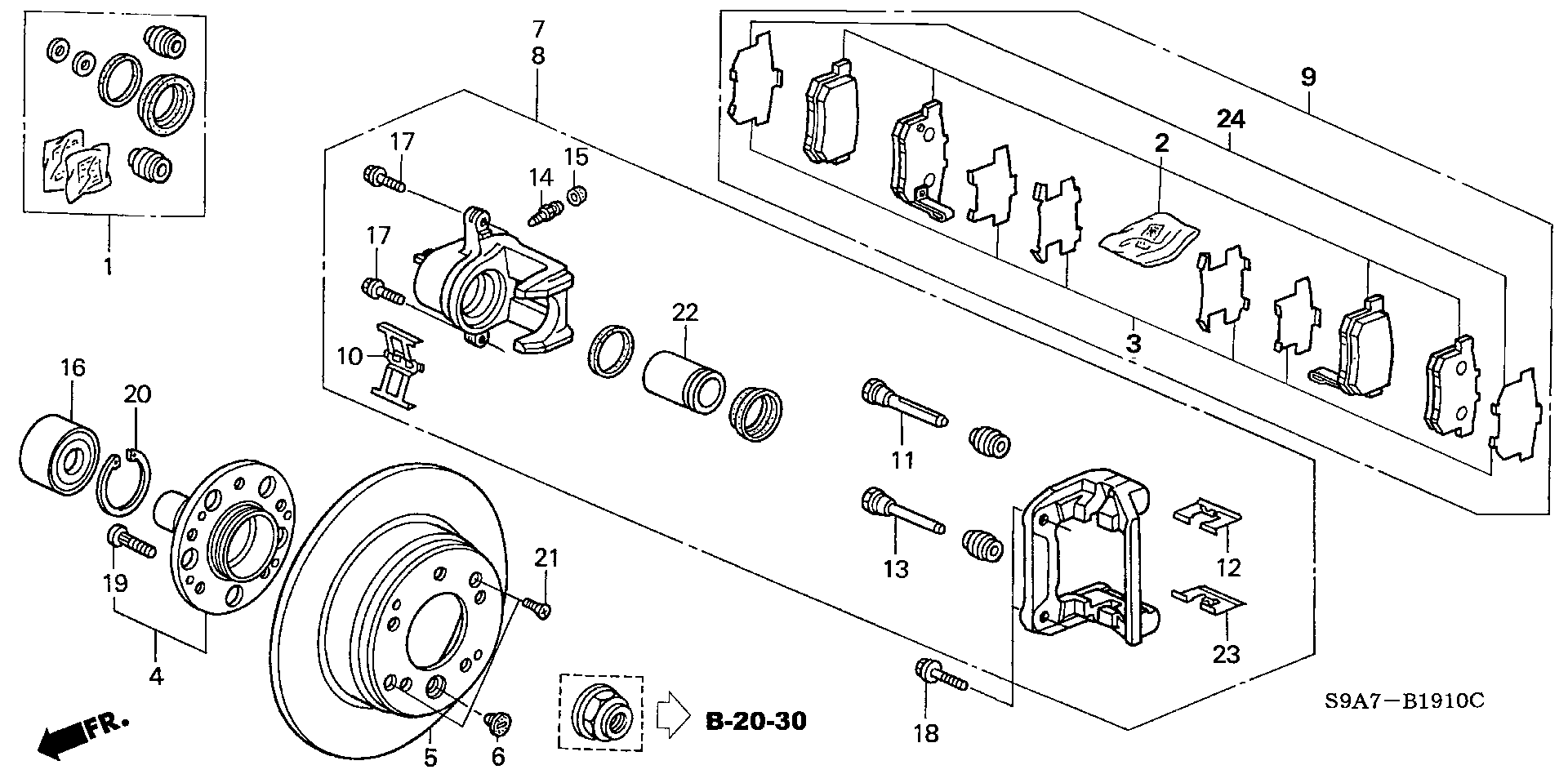 Honda 06430-S9A-E52 - Komplet kočnih obloga, disk kočnica parts5.com