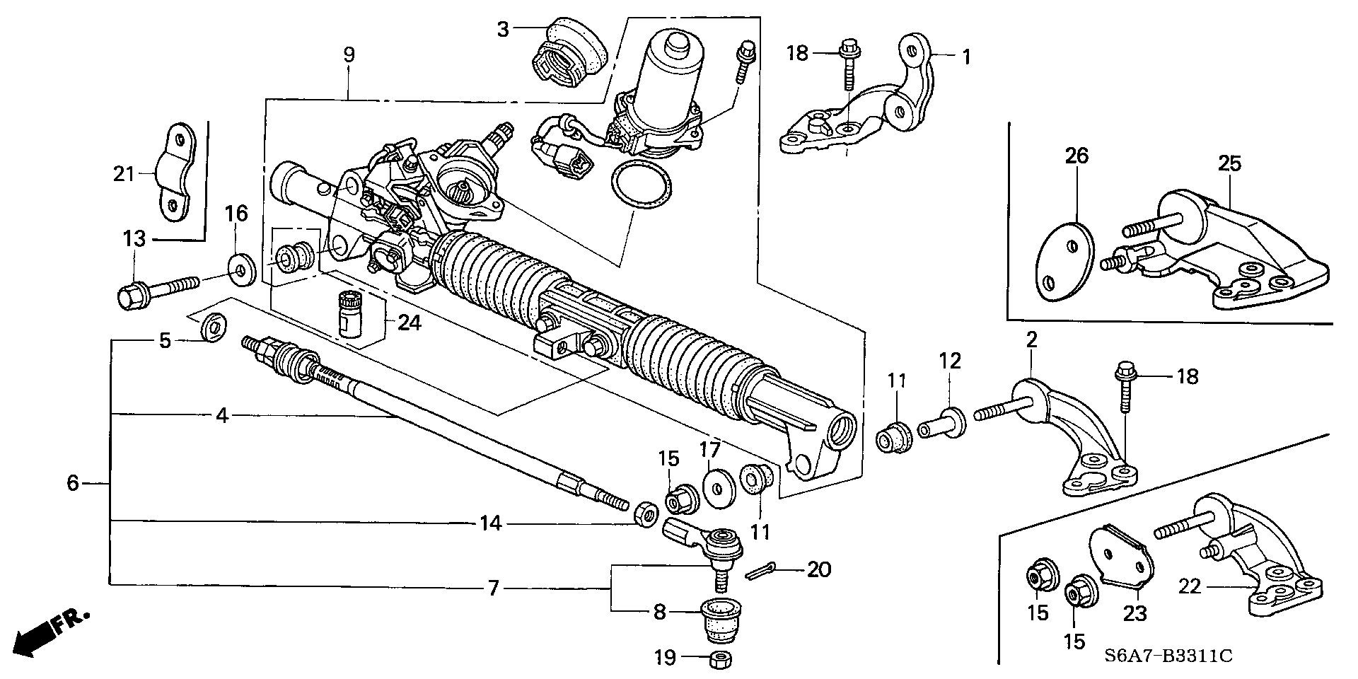 Honda 53541-S5A-003 - Hlava / čap spojovacej tyče riadenia parts5.com