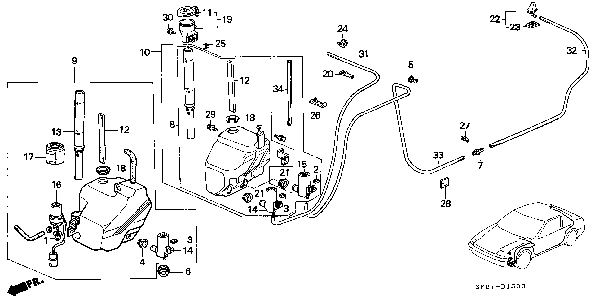 Honda 76806SE0S01 - Водна помпа за миещо устр., почистване на стъклата parts5.com