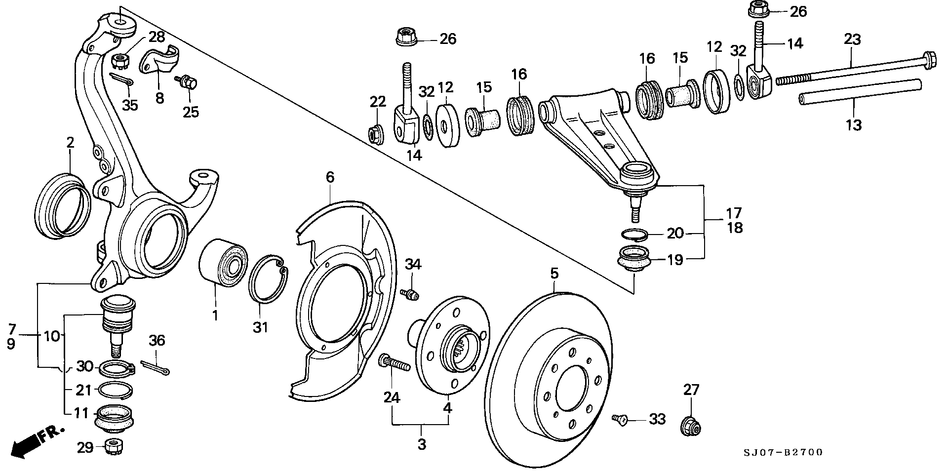 Honda 51220-SB0-003 - Przegub mocujący / prowadzący parts5.com