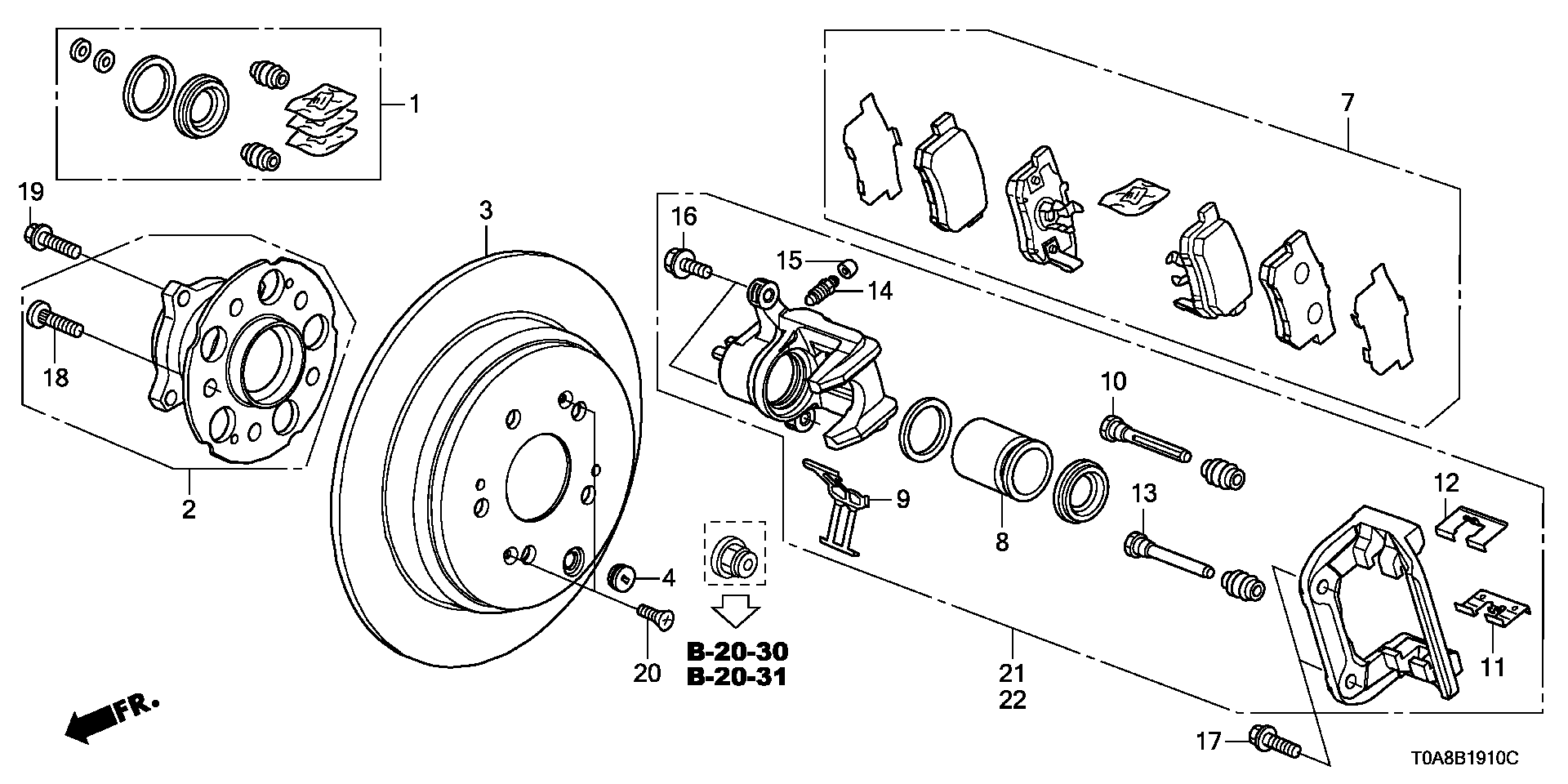 Honda 43022T0GA01 - Komplet zavornih oblog, ploscne (kolutne) zavore parts5.com