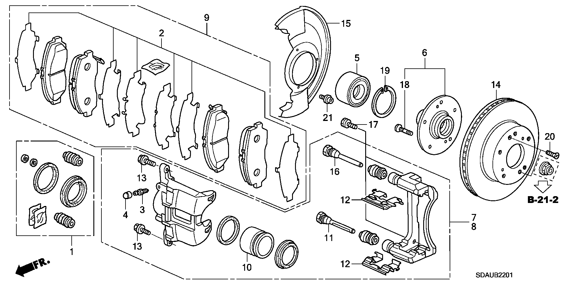 HONDA (GAC) 45022-SDD-A10 - Brake Pad Set, disc brake parts5.com