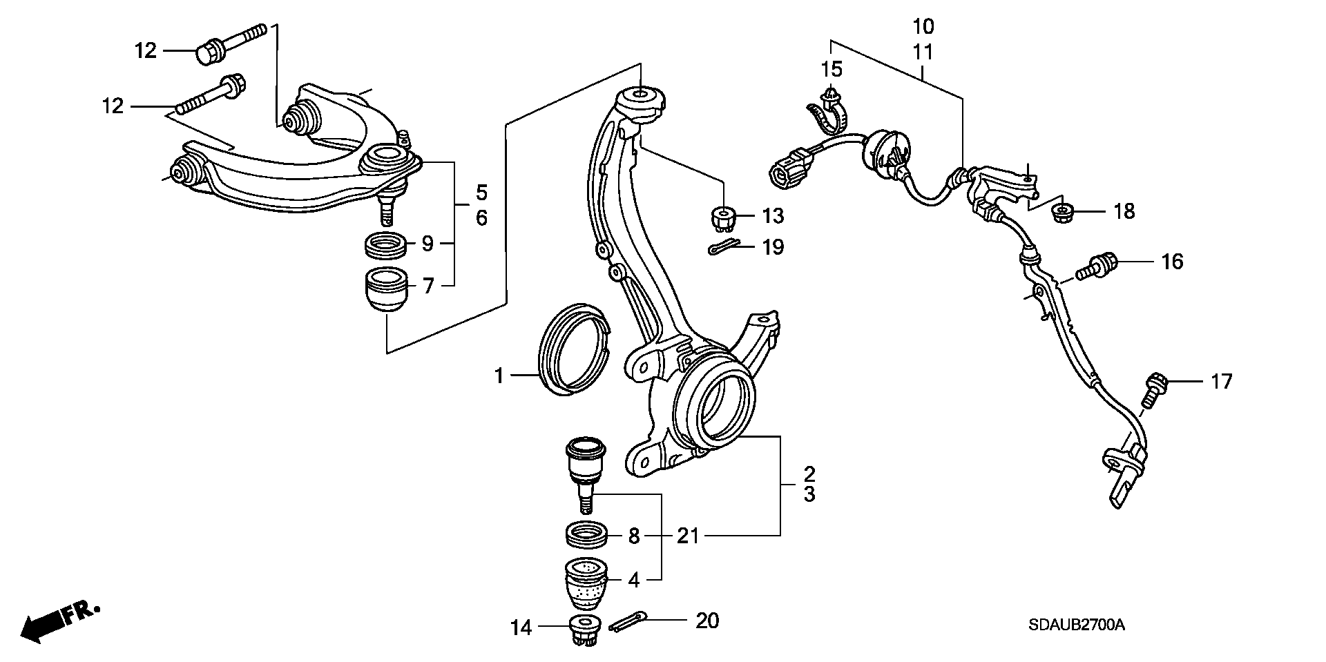 Honda 51460-SDA-A01 - Wahacz, zawieszenie koła parts5.com