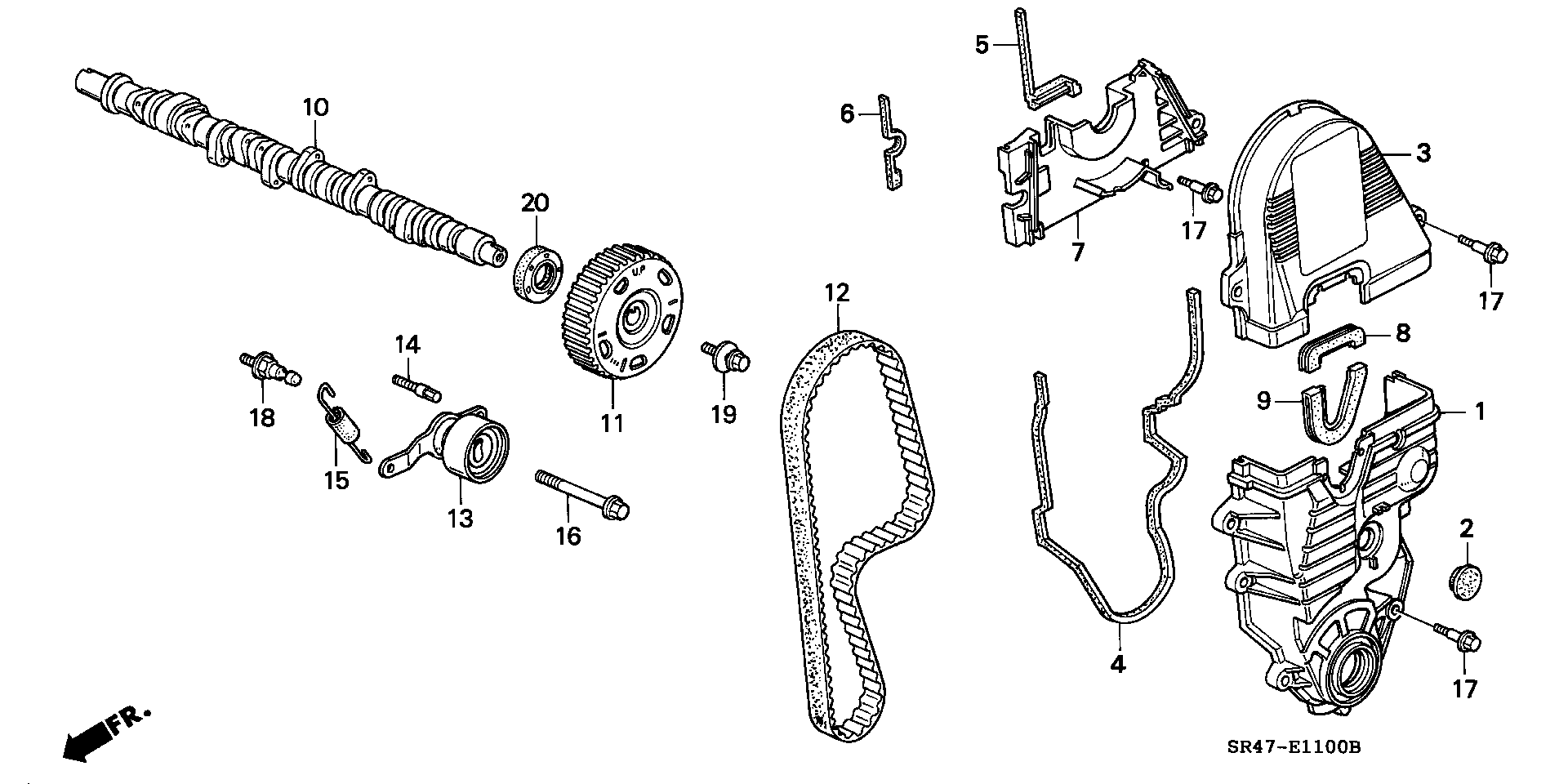 Honda 14510-P08-003 - Обтяжна ролка, ангренаж parts5.com