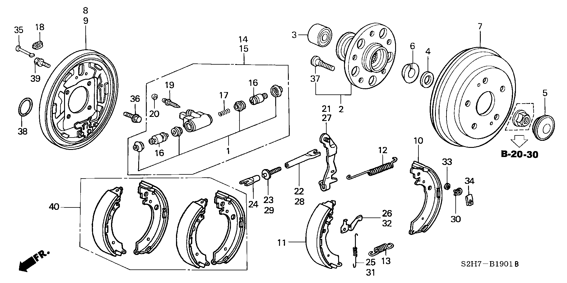 Honda 43172-SM4-A01 - Kit d'accessoires, mâchoires de frein de stationnement parts5.com