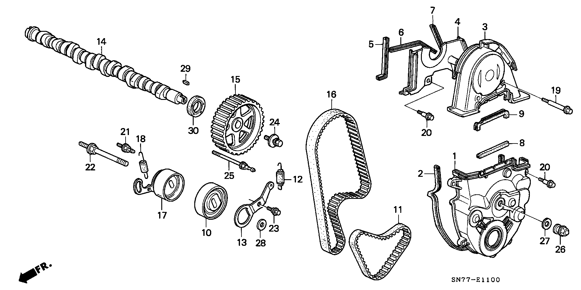 Honda 14400-P45-G01 - Ангренажен ремък parts5.com