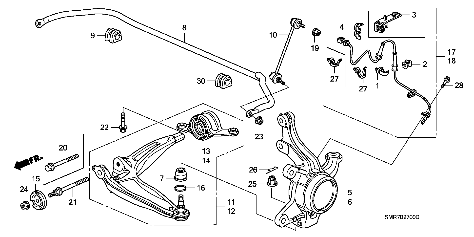 Honda 51225-SL5-003 - Chit reparatie, articulatie sarcina / ghidare parts5.com