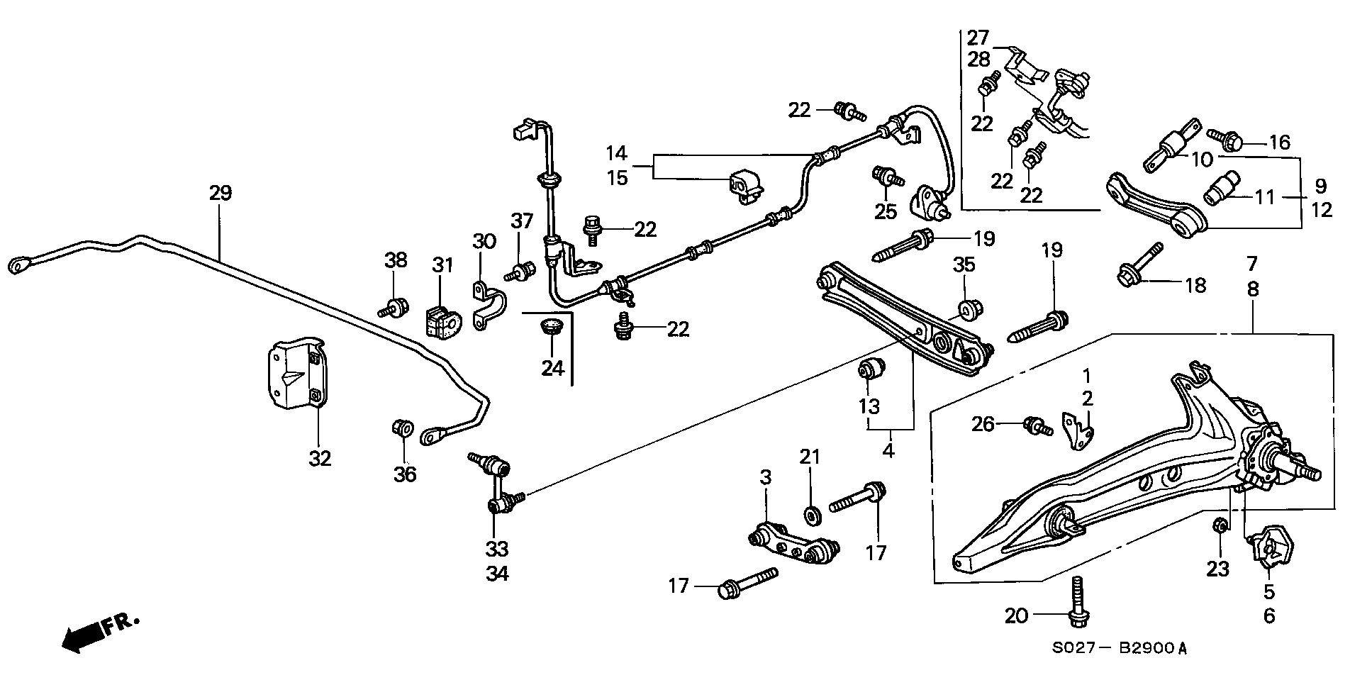 Honda 52393-SR0-004 - Bush of Control / Trailing Arm parts5.com