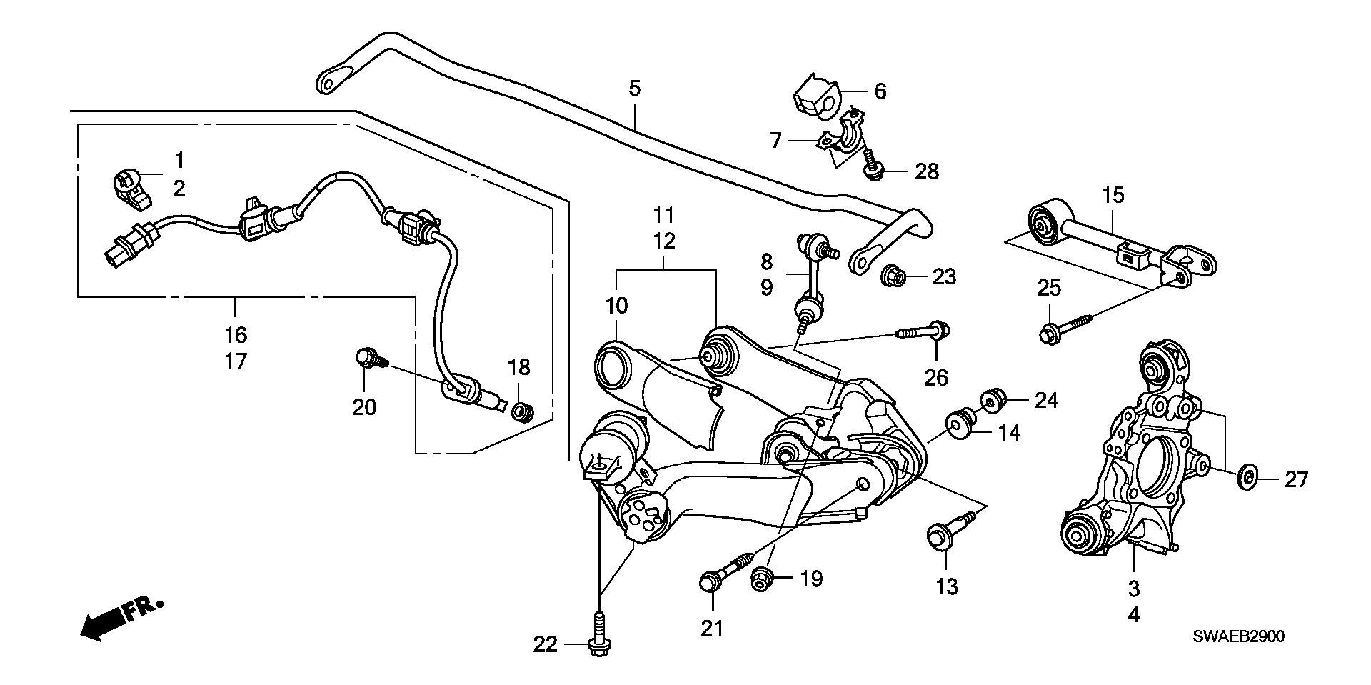 Honda 52300SWAA01 - Entretoise / tige, stabilisateur parts5.com