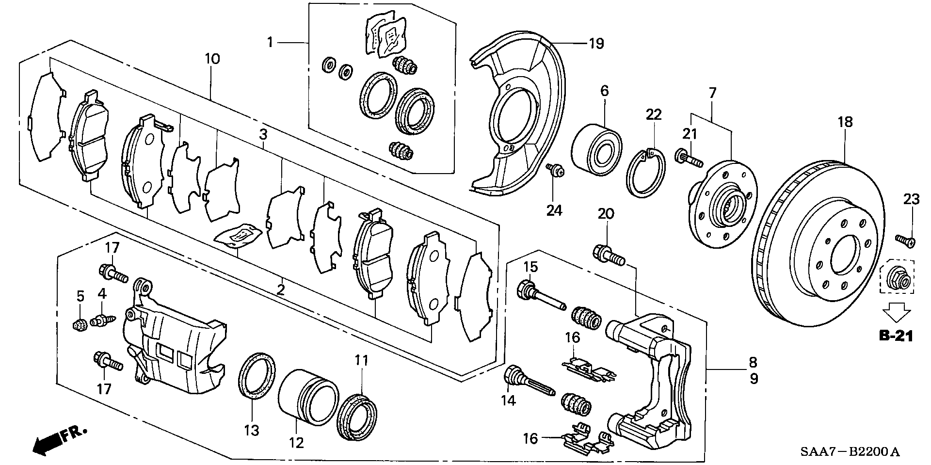 Honda 45022SAAE50 - Fékbetétkészlet, tárcsafék parts5.com